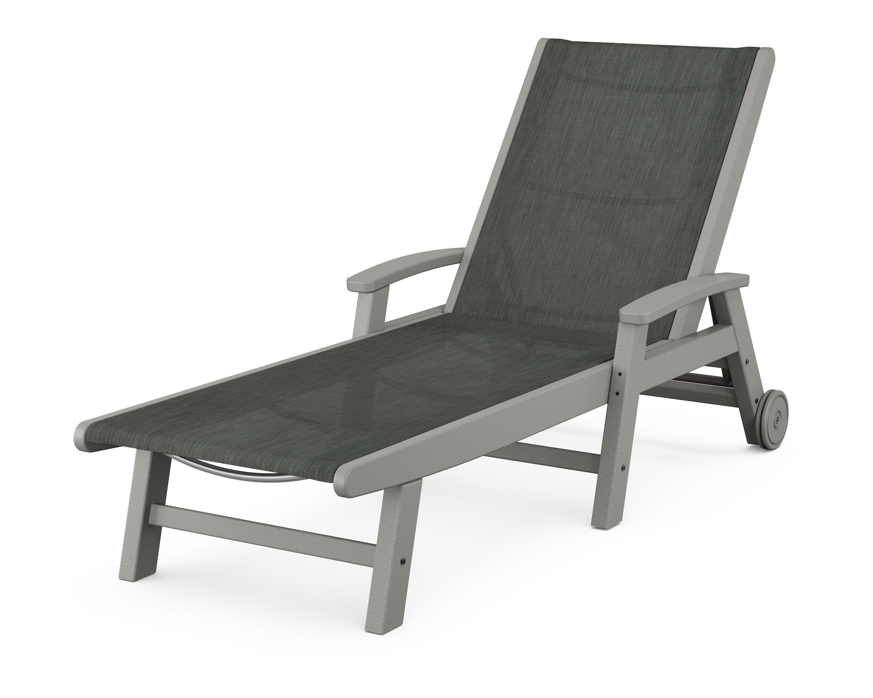 Coastal Chaise with Wheels in Slate Grey / Ember Sling