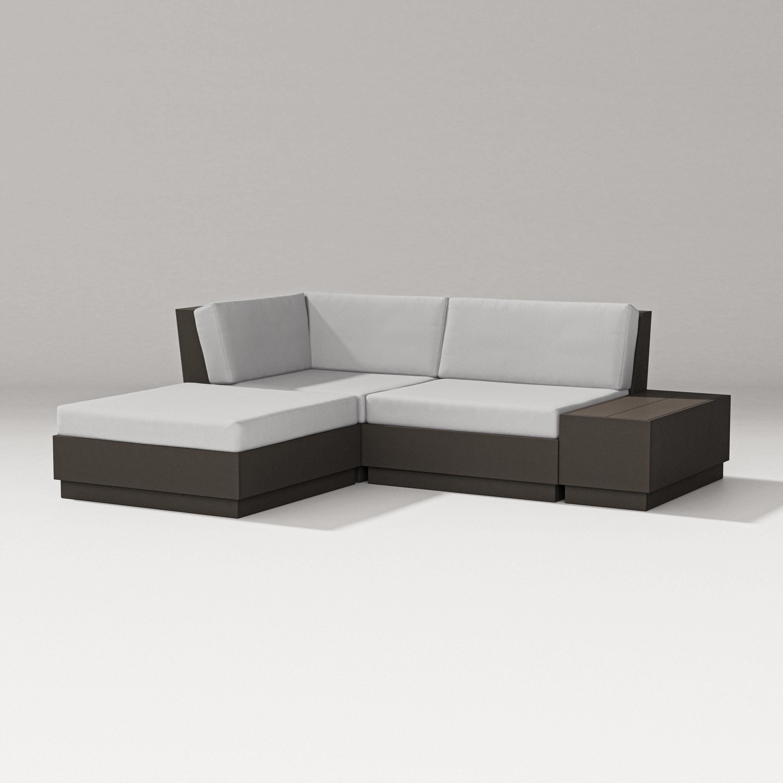 Elevate Loveseat Sectional with Chaise in Vintage Coffee / Diamond in the Rough