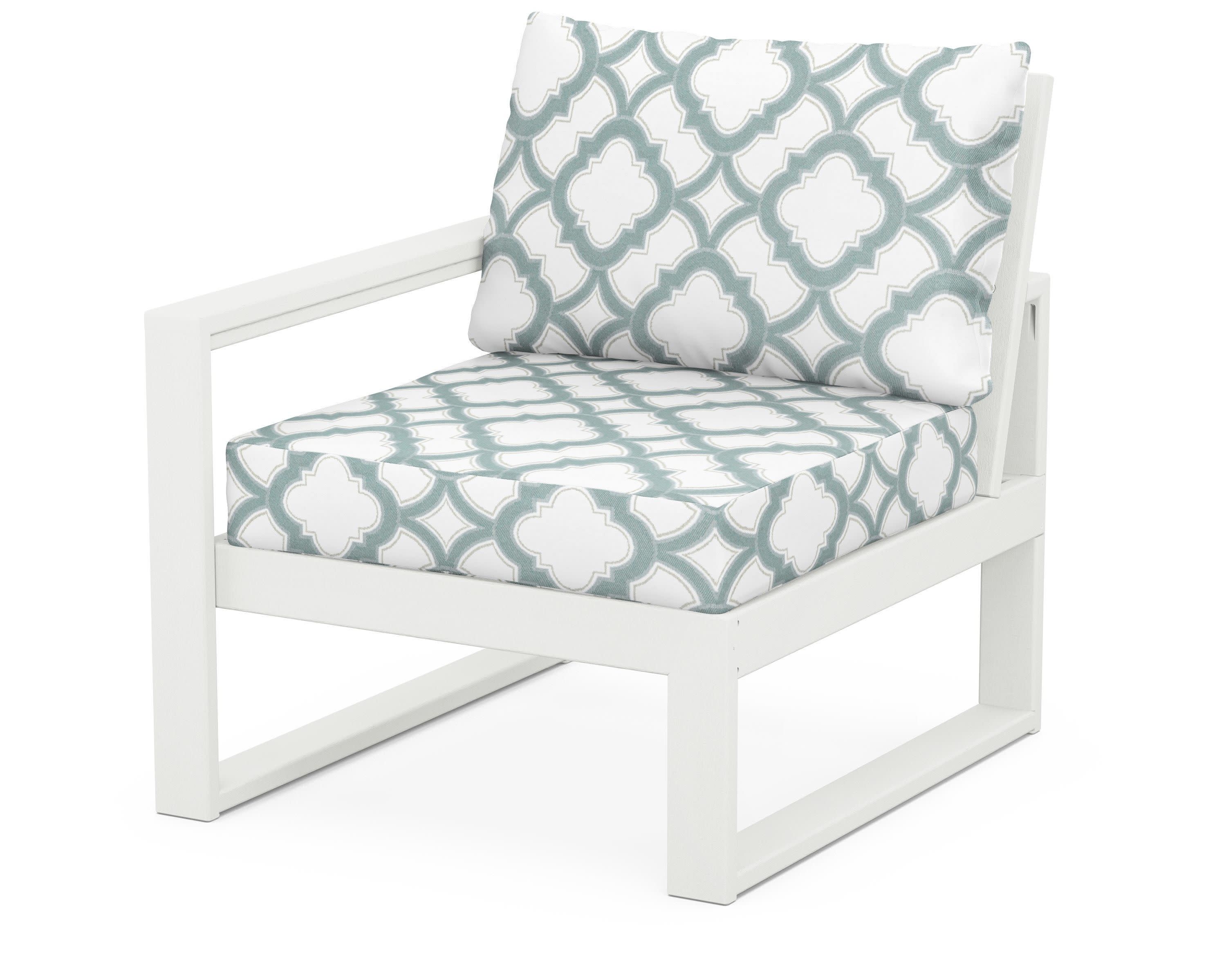 EDGE Modular Left Arm Chair in Vintage White / Trellis Glacier Spa