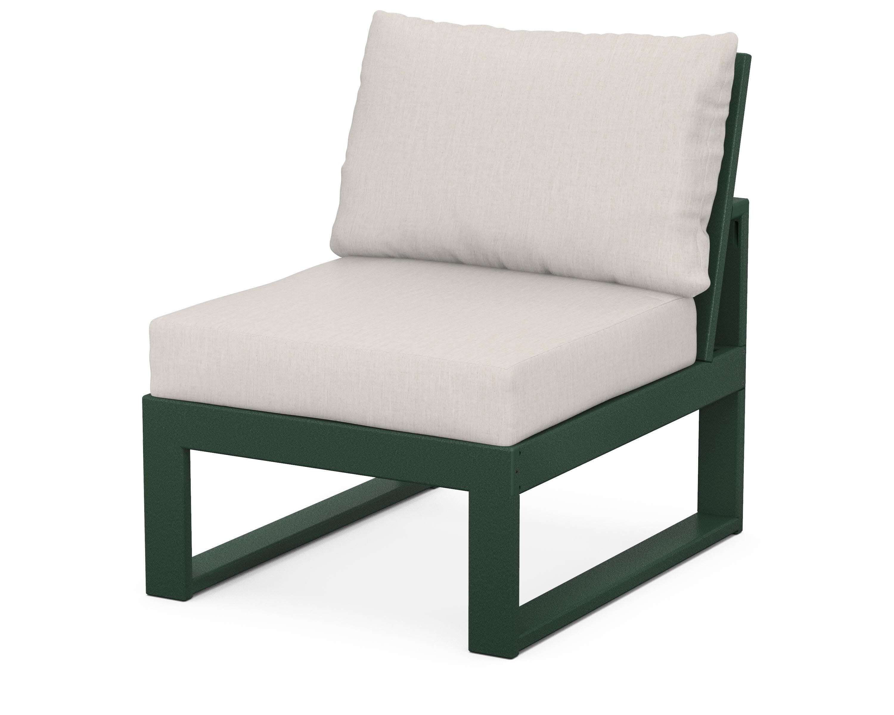 Modular Armless Chair in Green / Cast Ash