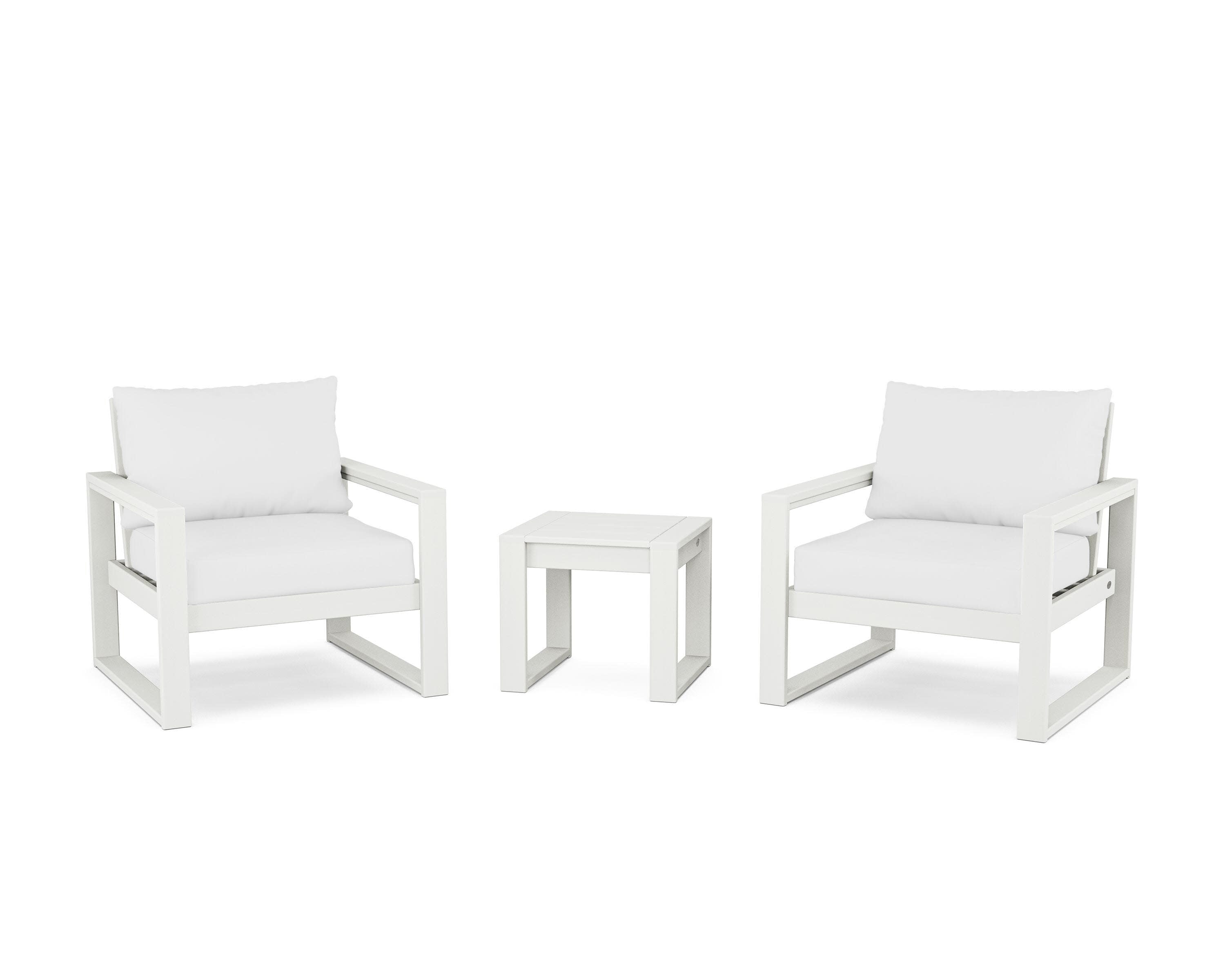 EDGE Sectional 3-Piece Deep Seating Set in Vintage White / Natural