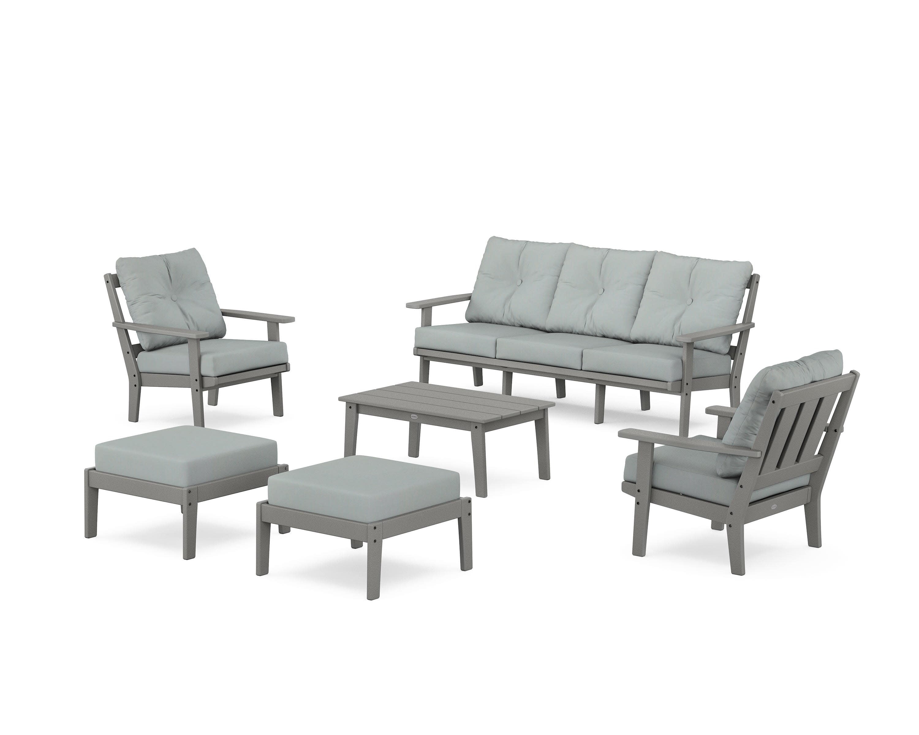 Oxford 6-Piece Lounge Sofa Set in Slate Grey / Spa