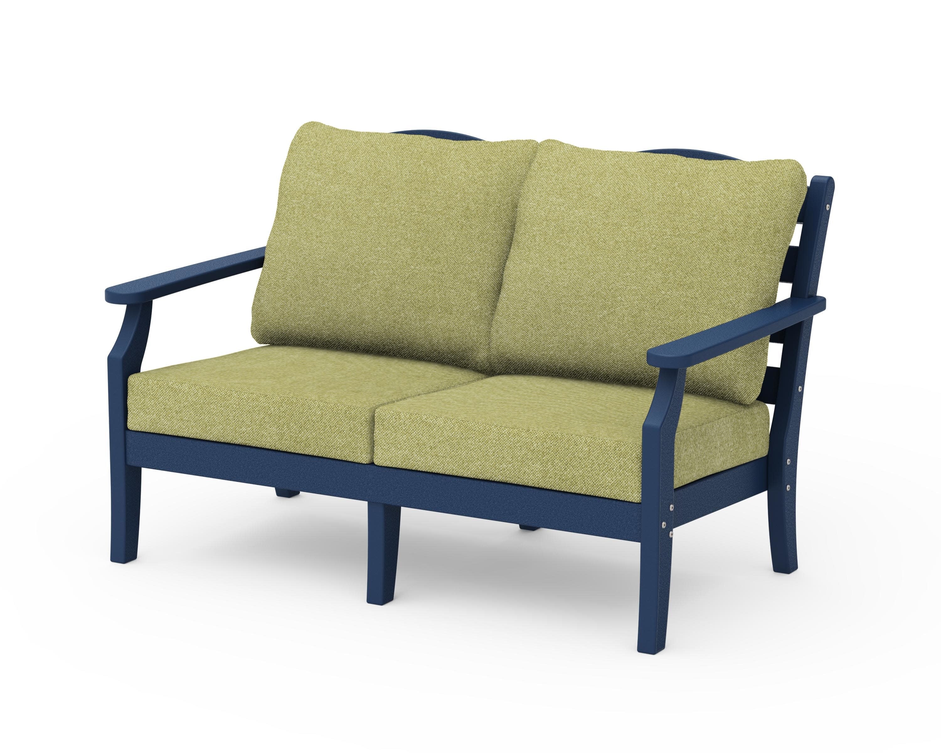 Savannah Deep Seating Loveseat in Navy / Chartreuse Boucle
