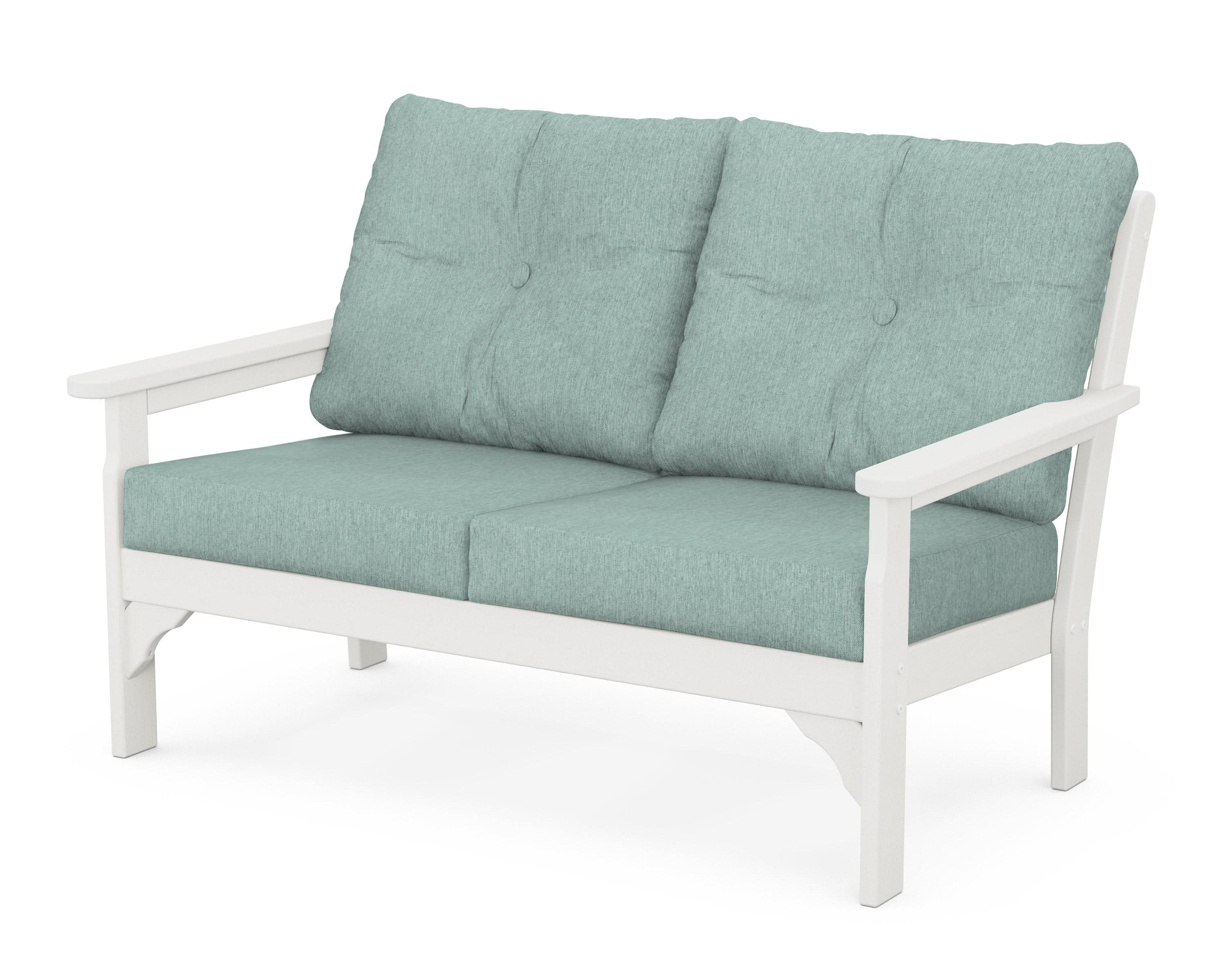 Vineyard Deep Seating Loveseat in Vintage White / Glacier Spa