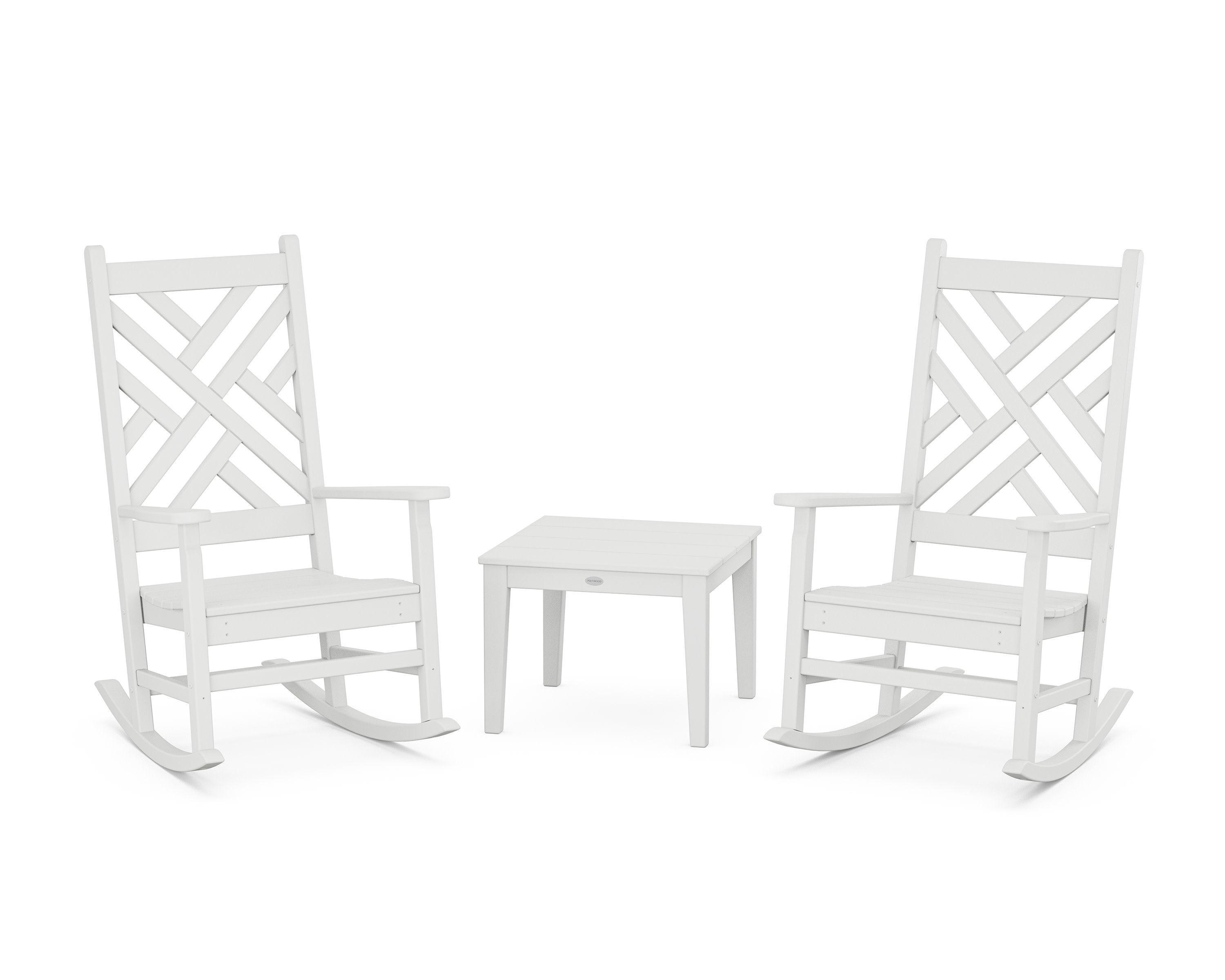 Chippendale 3-Piece Rocking Chair Set in White