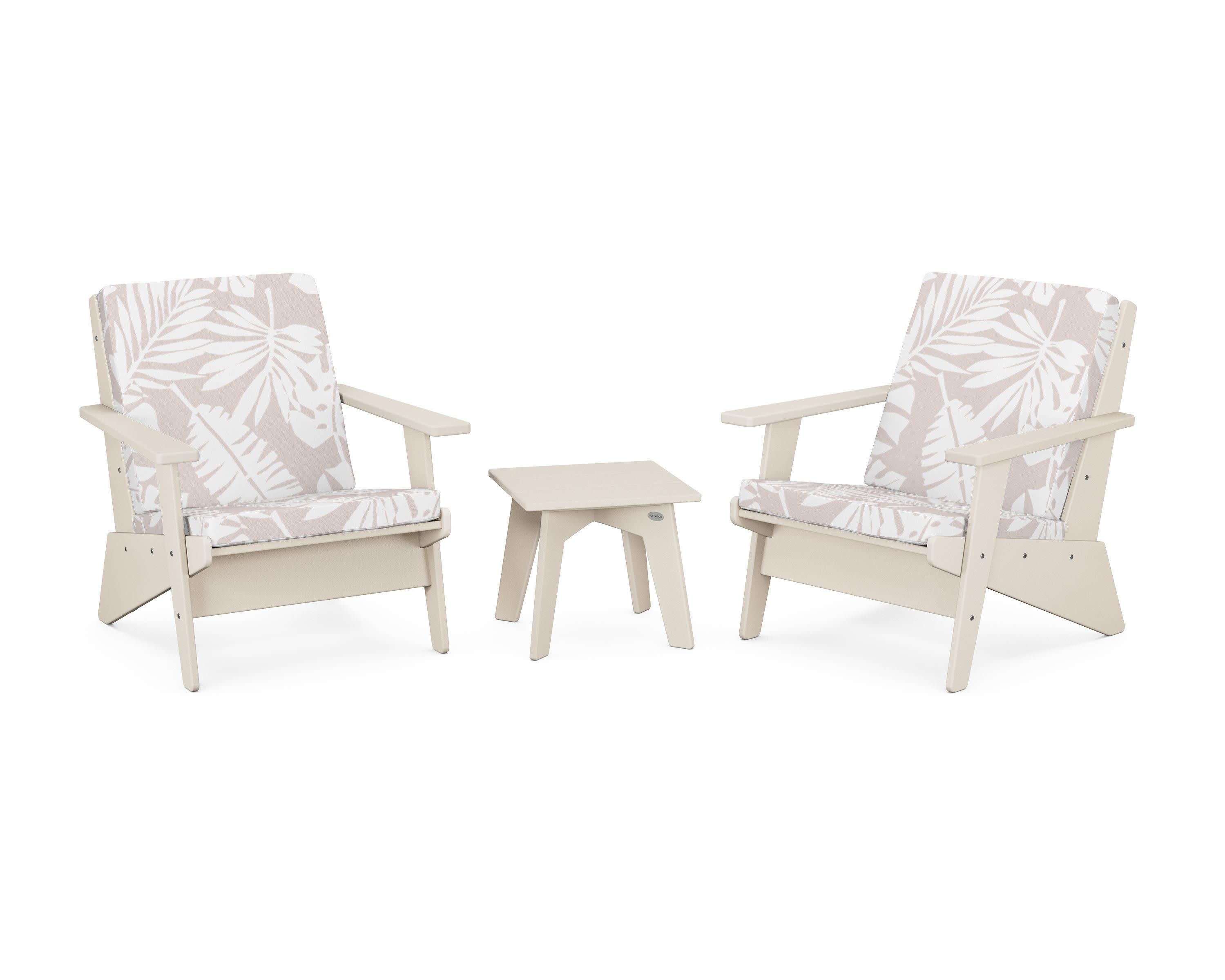 Riviera Modern Lounge 3-Piece Set in Sand / Leaf Dune Burlap