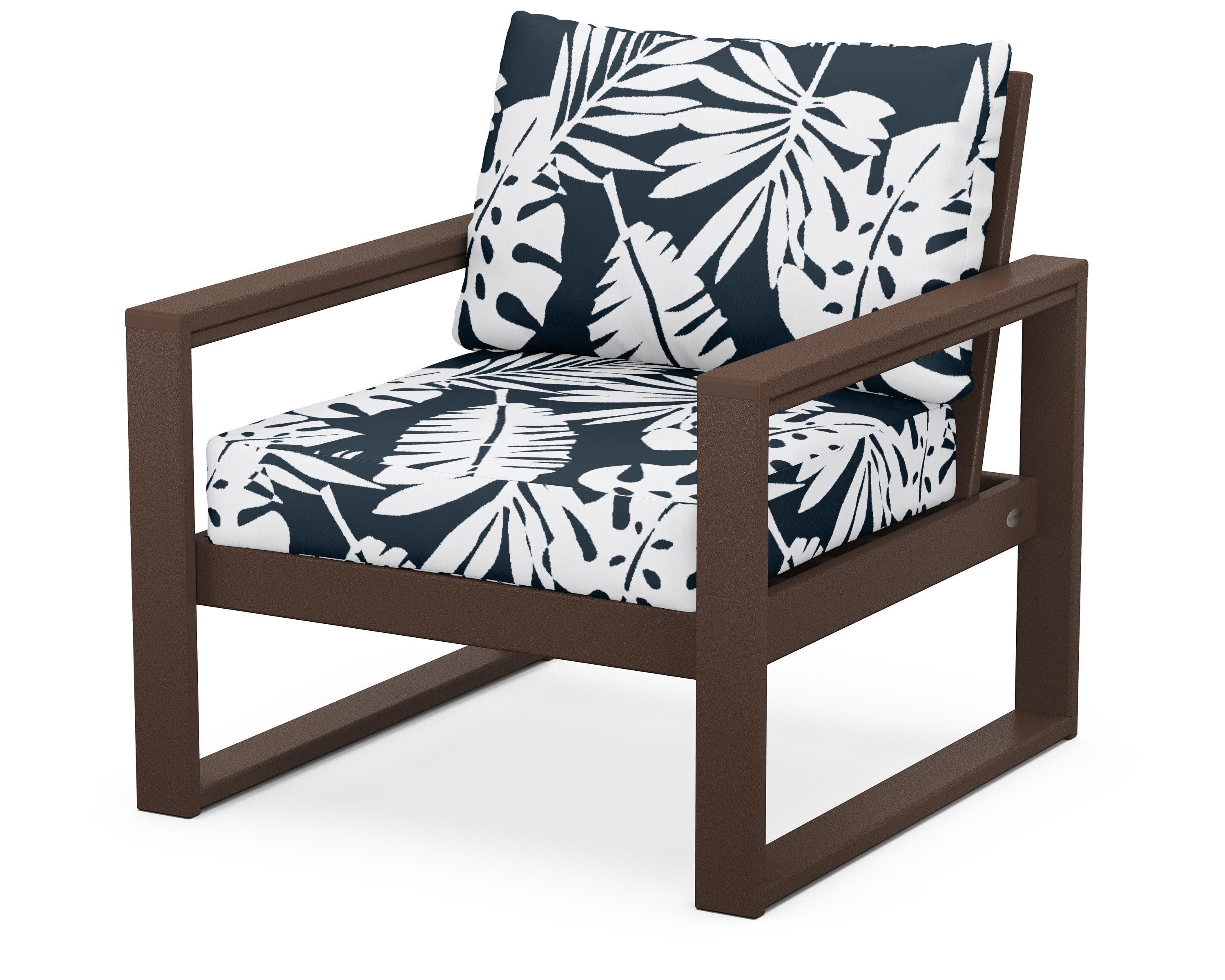 EDGE Club Chair in Mahogany / Leaf Marine Indigo