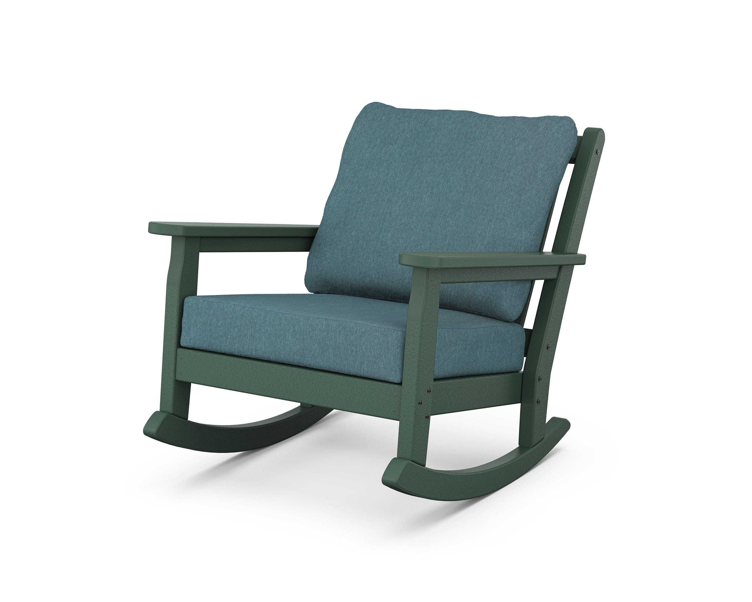 Chippendale Deep Seating Rocking Chair in Green / Ocean Teal