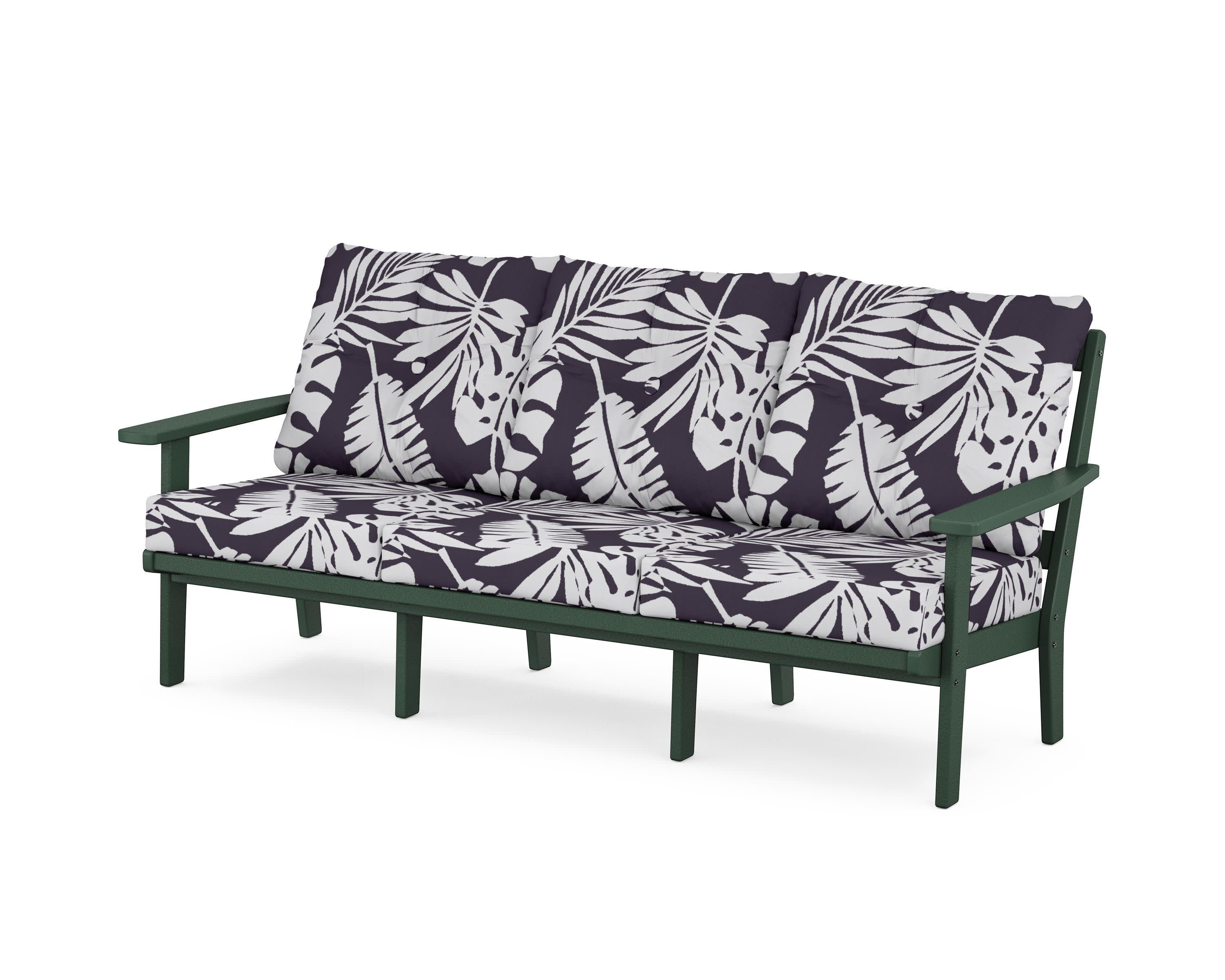 PrairieDeep Seating Sofa in Green / Leaf Navy