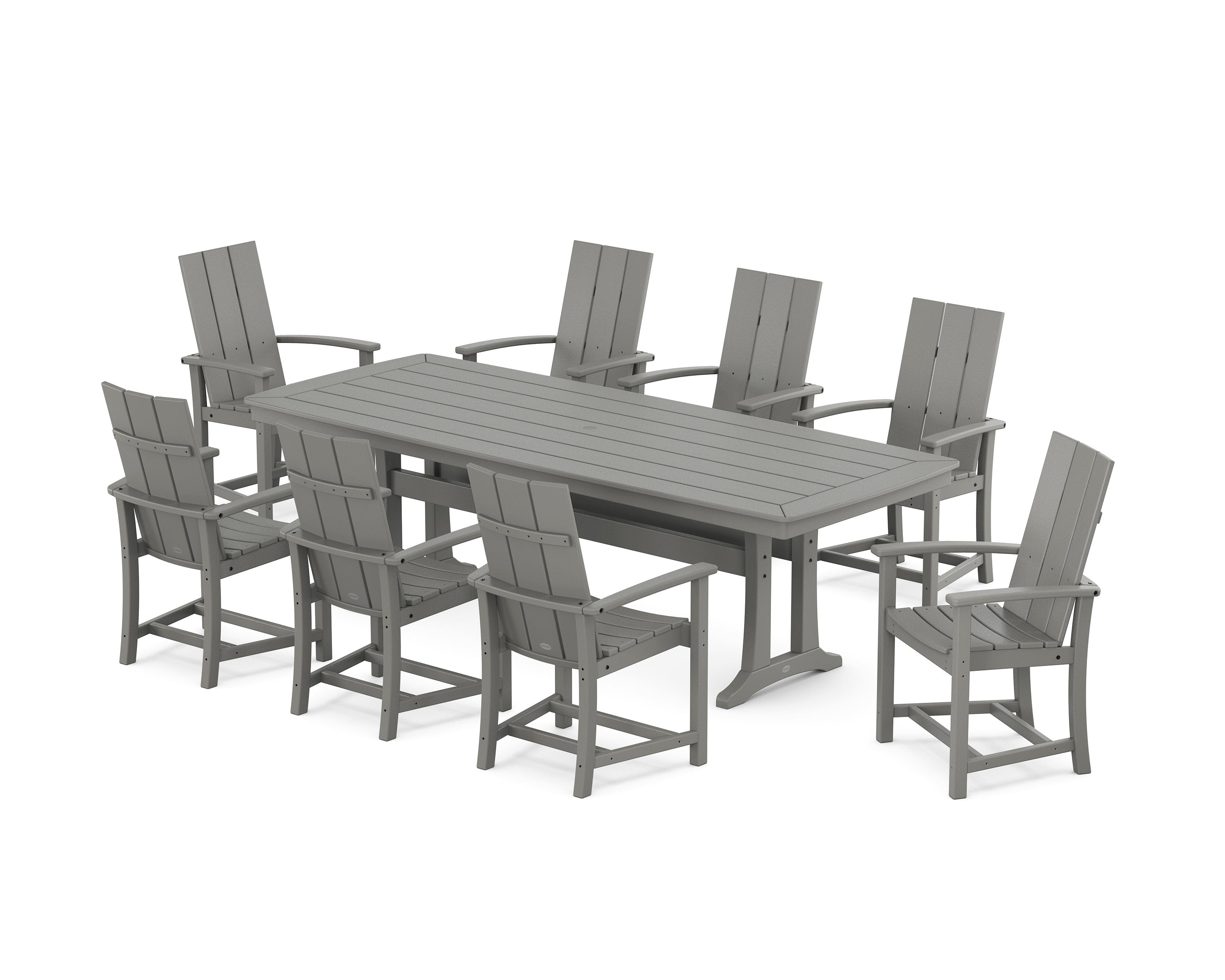 Modern Adirondack 9-Piece Dining Set with Trestle Legs in Slate Grey