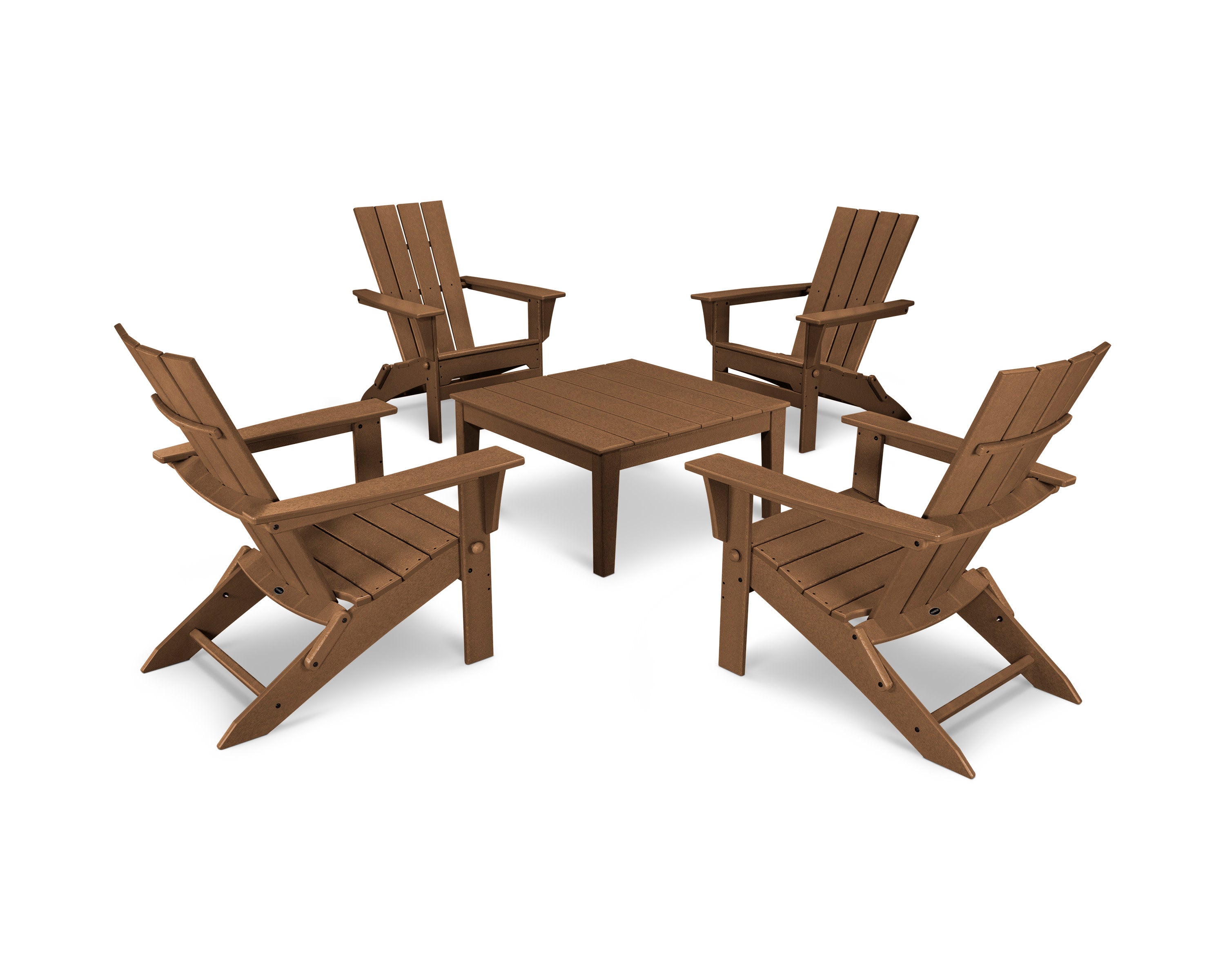 Quattro Folding Chair 5-Piece Conversation Set in Teak
