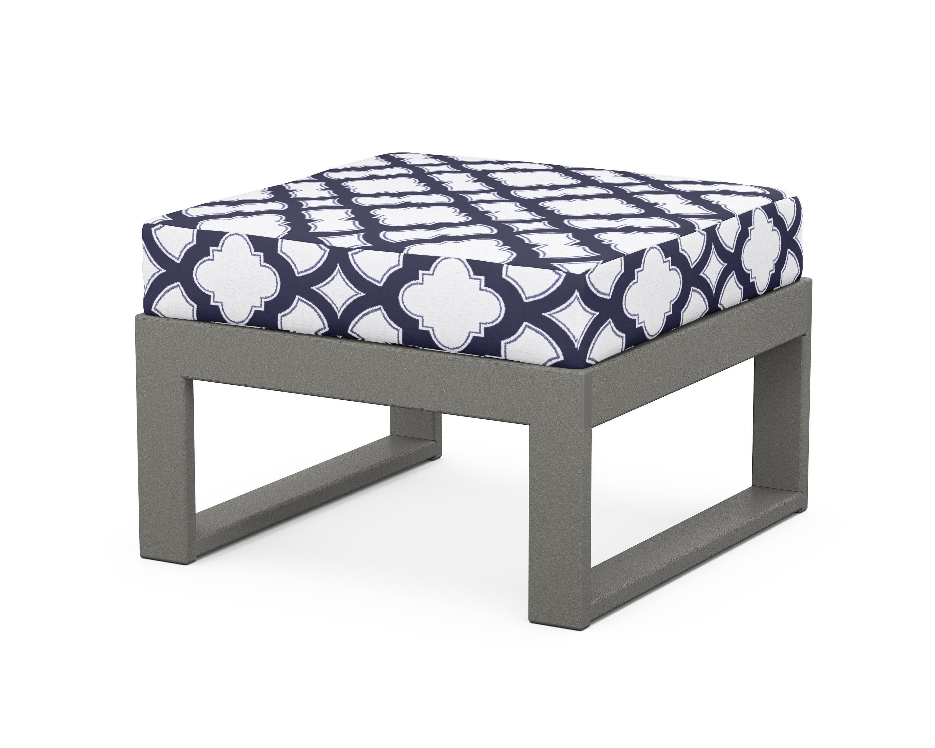 Modular Ottoman - Modern in Slate Grey / Trellis Navy