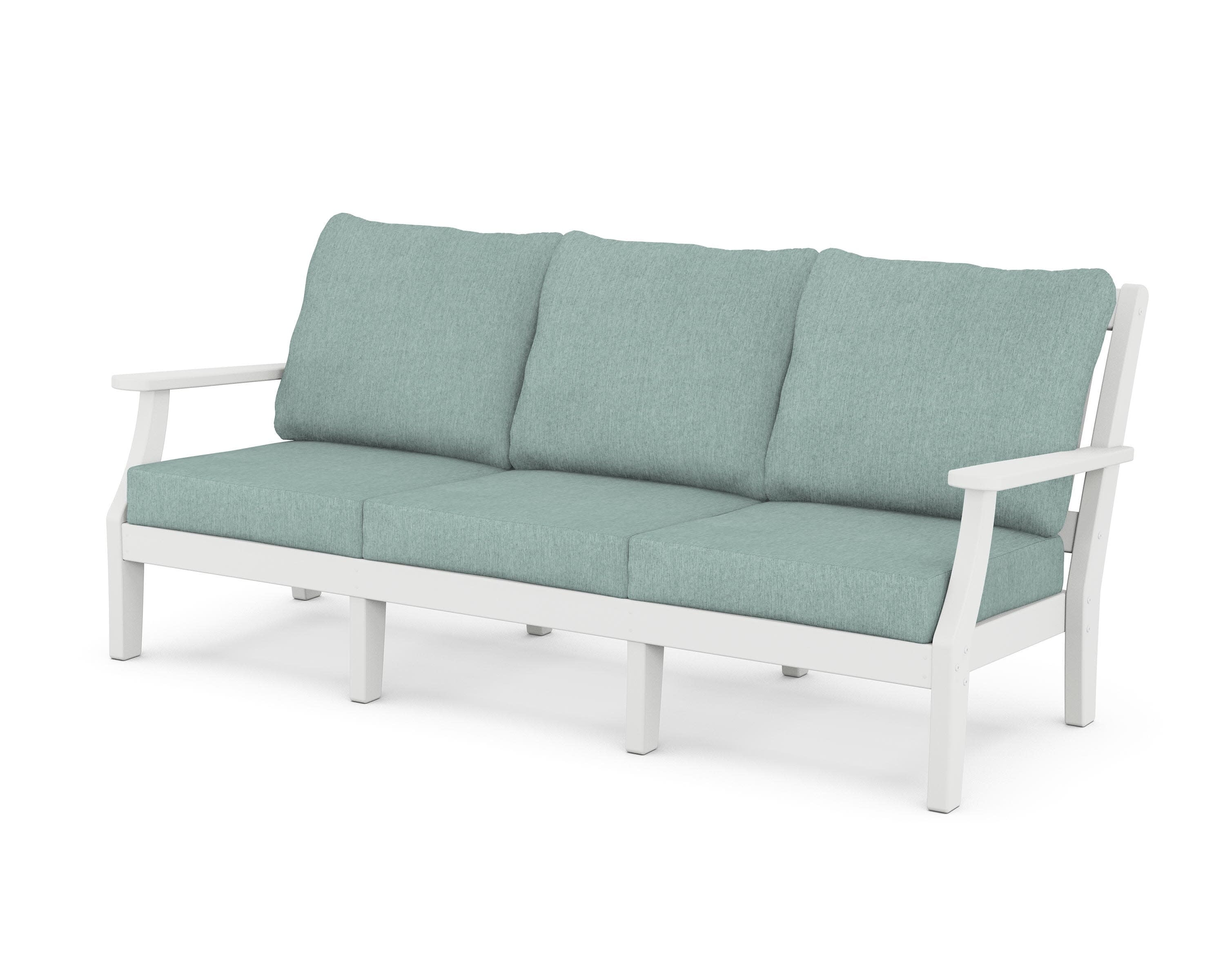 Chinoiserie Deep Seating Sofa in White / Glacier Spa