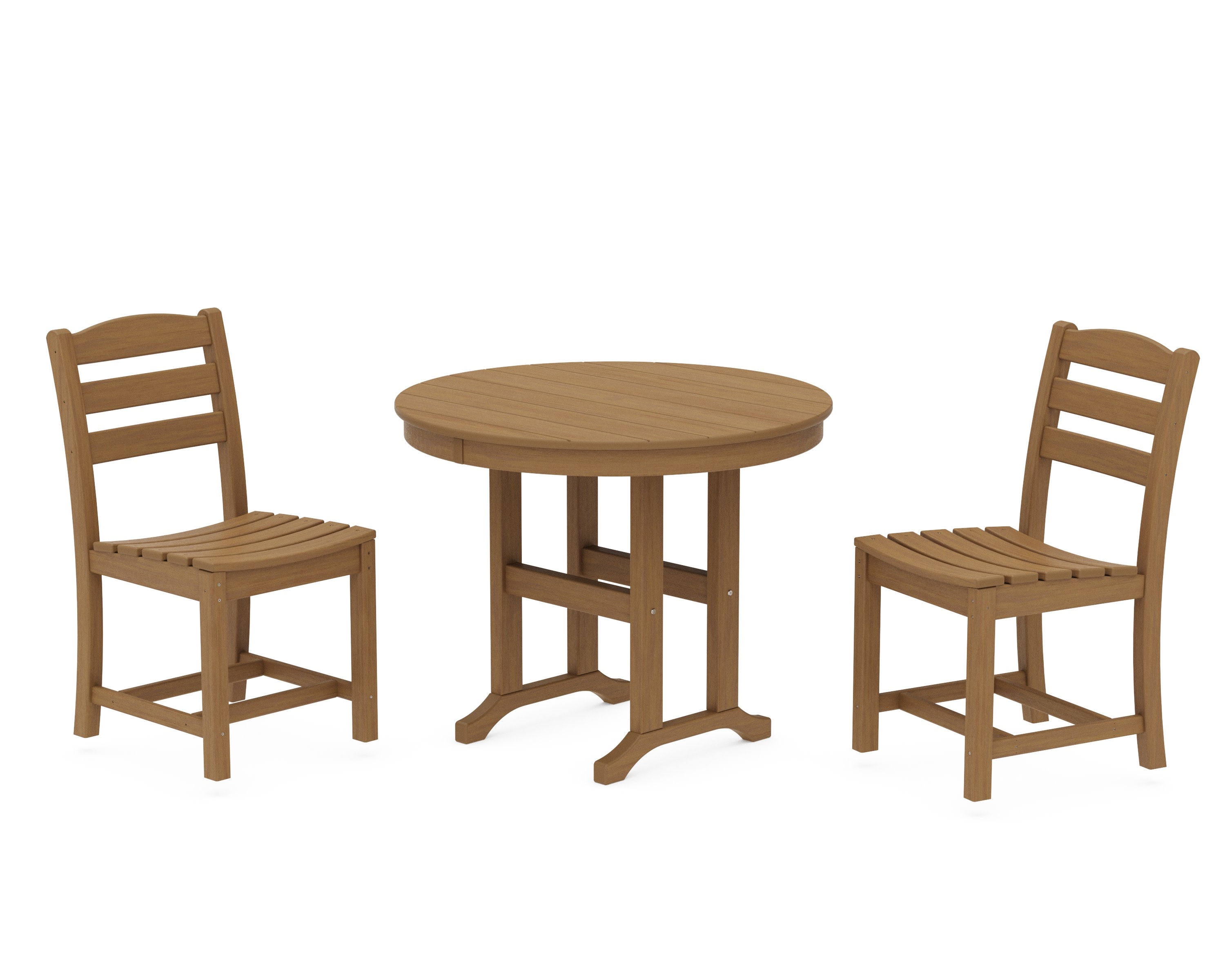 La Casa Caf Side Chair 3-Piece Round Dining Set in Natural