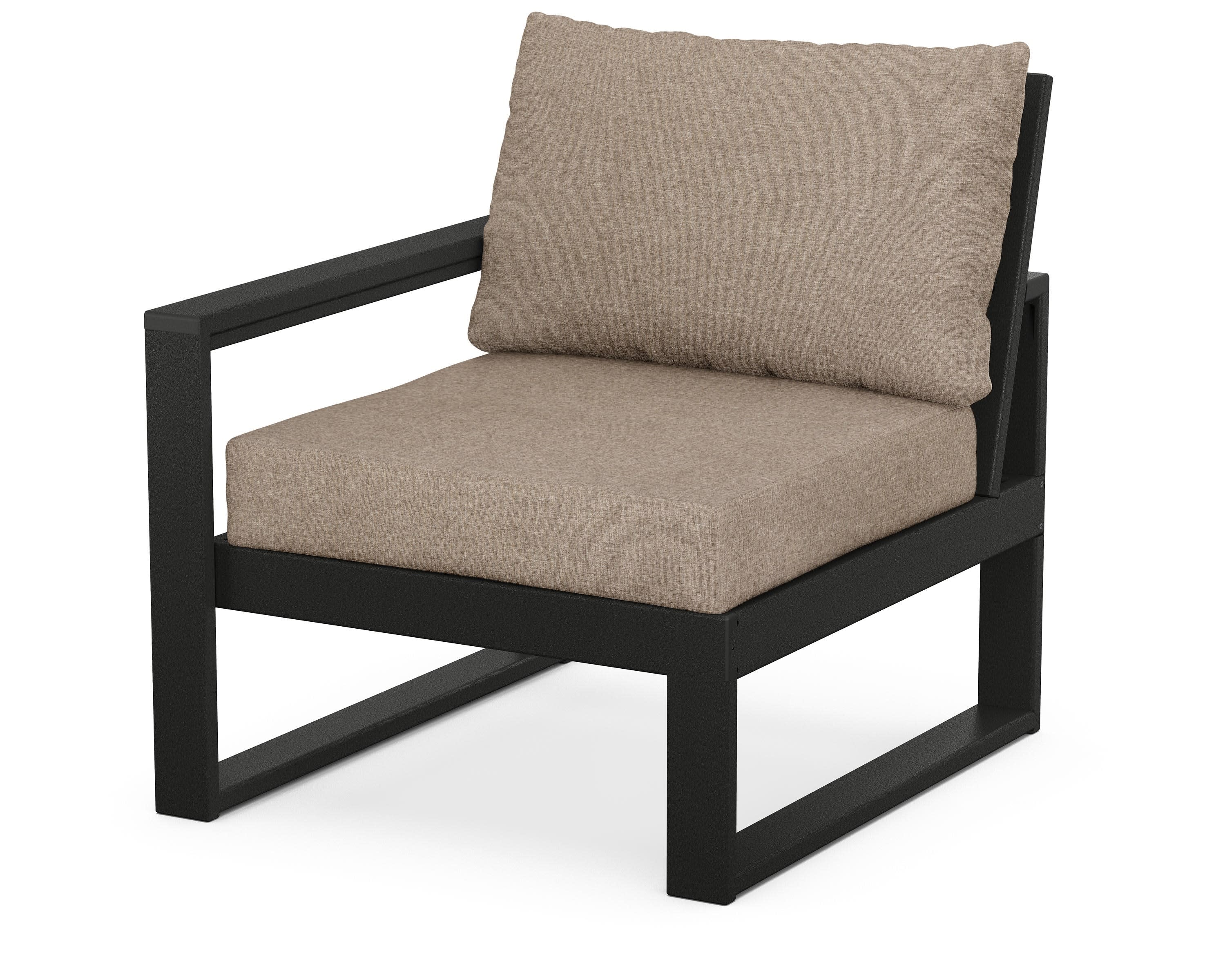 EDGE Modular Left Arm Chair in Black / Spiced Burlap