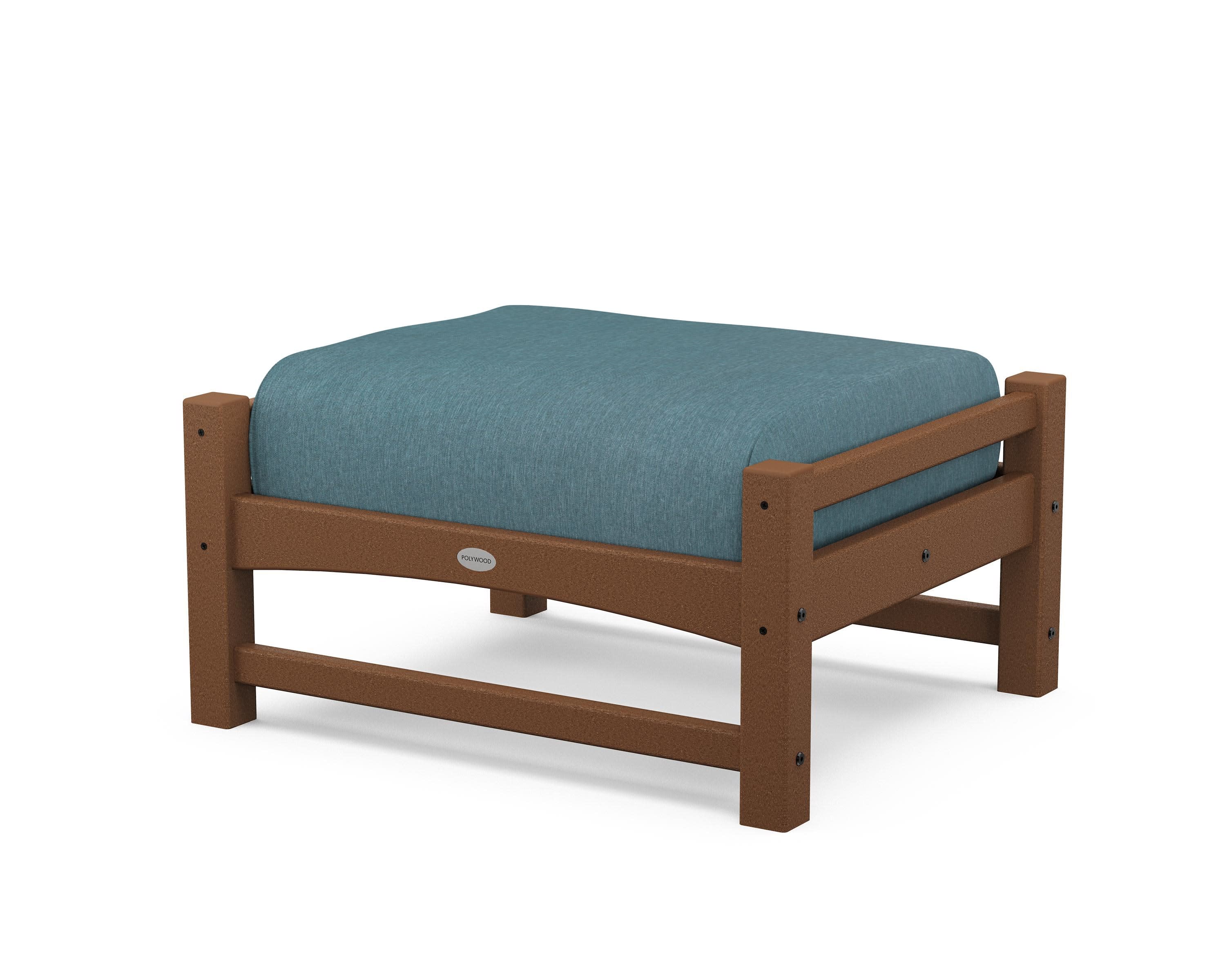 Club Ottoman in Teak / Ocean Teal