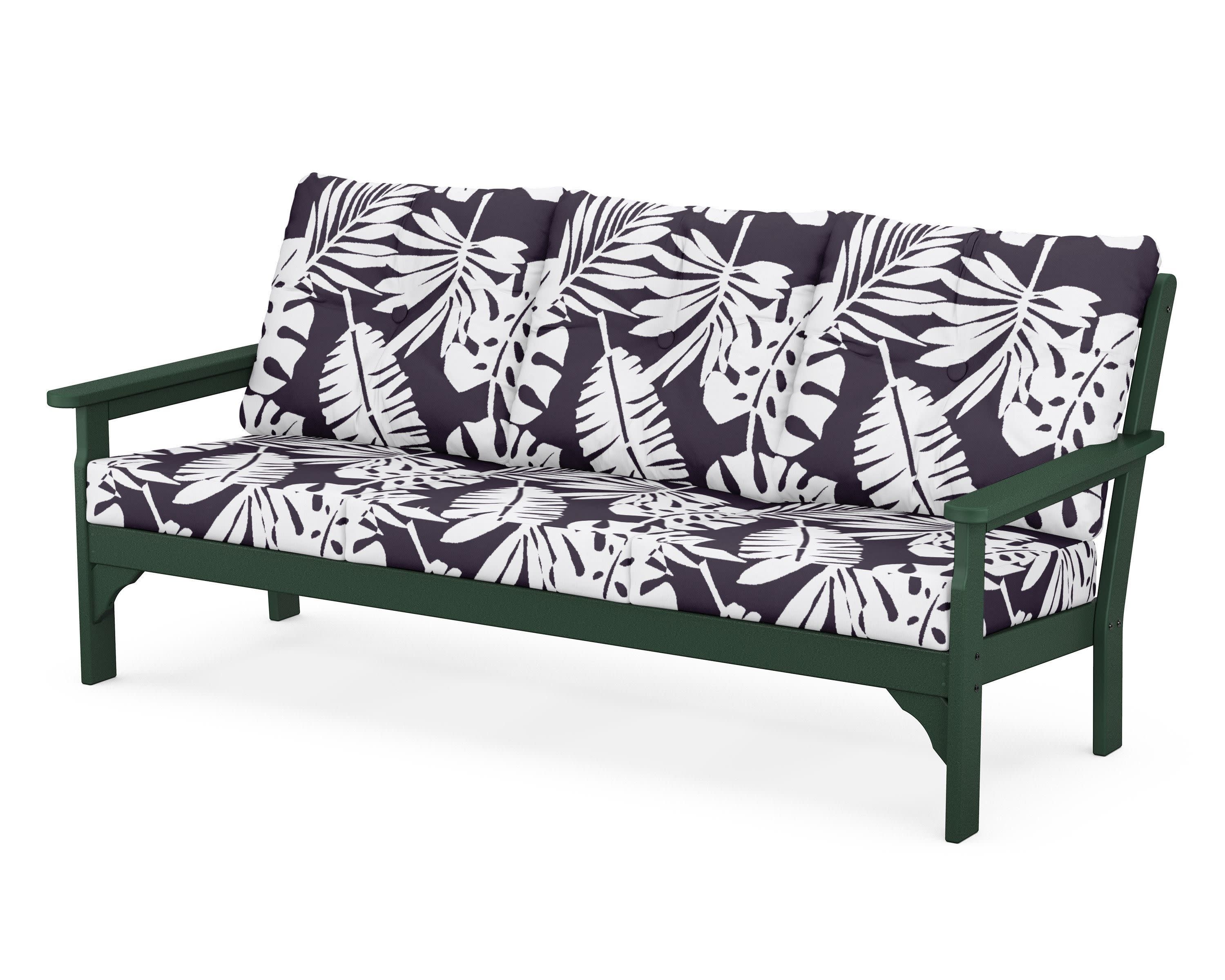 Vineyard Deep Seating Sofa in Green / Leaf Navy