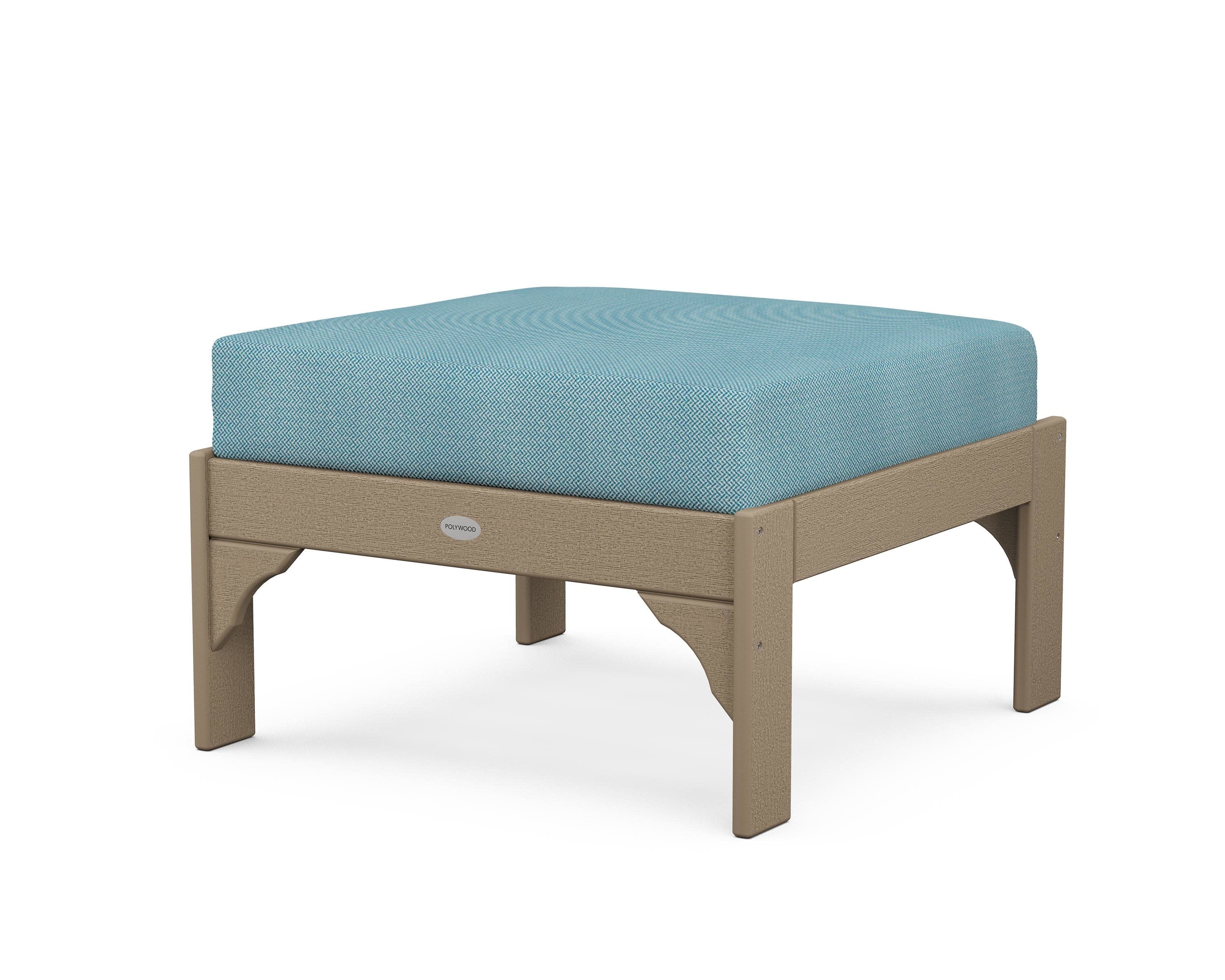 Vineyard Deep Seating Ottoman in Vintage Sahara / Lattice Sky Blue