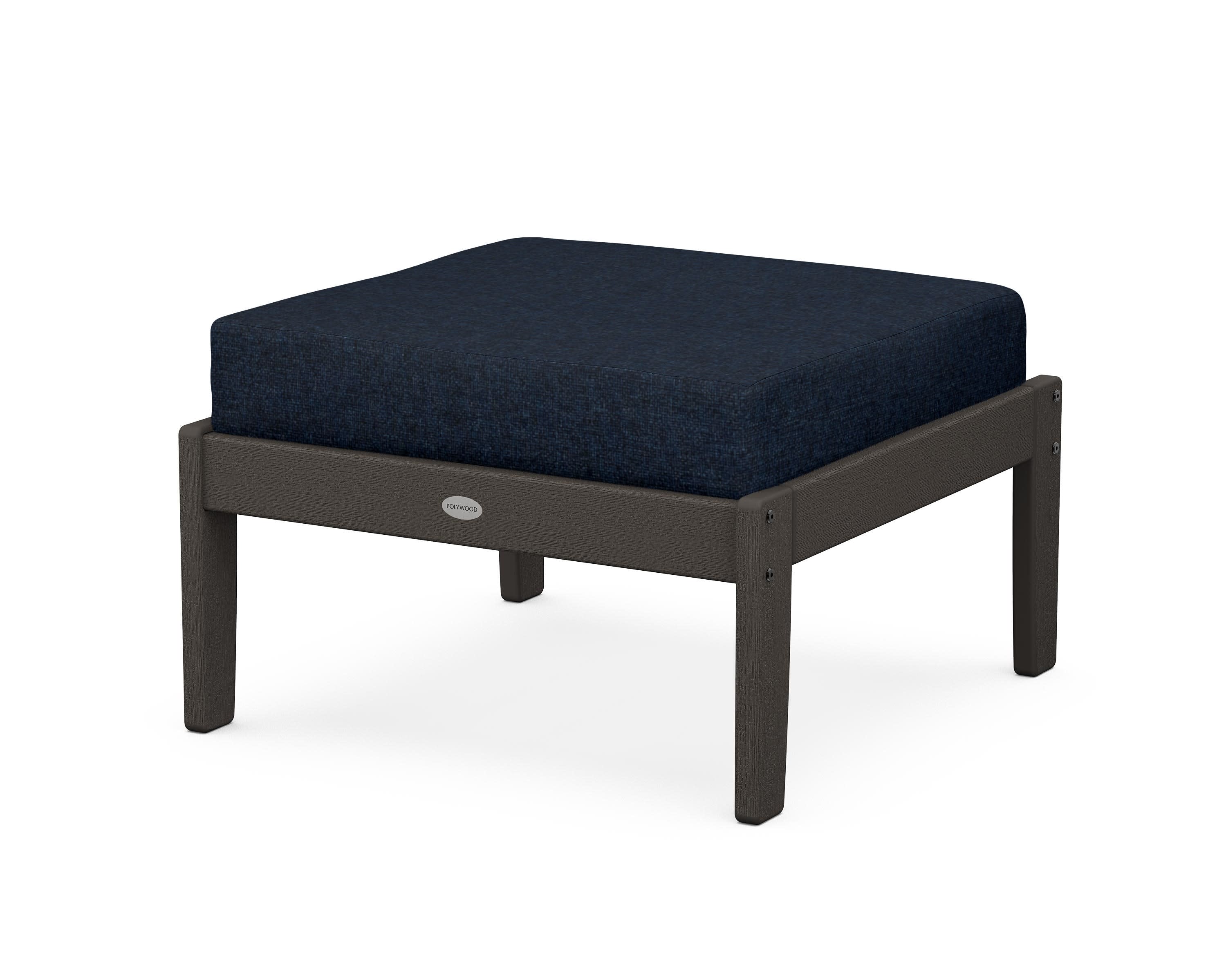 Braxton Deep Seating Ottoman in Vintage Coffee / Marine Indigo