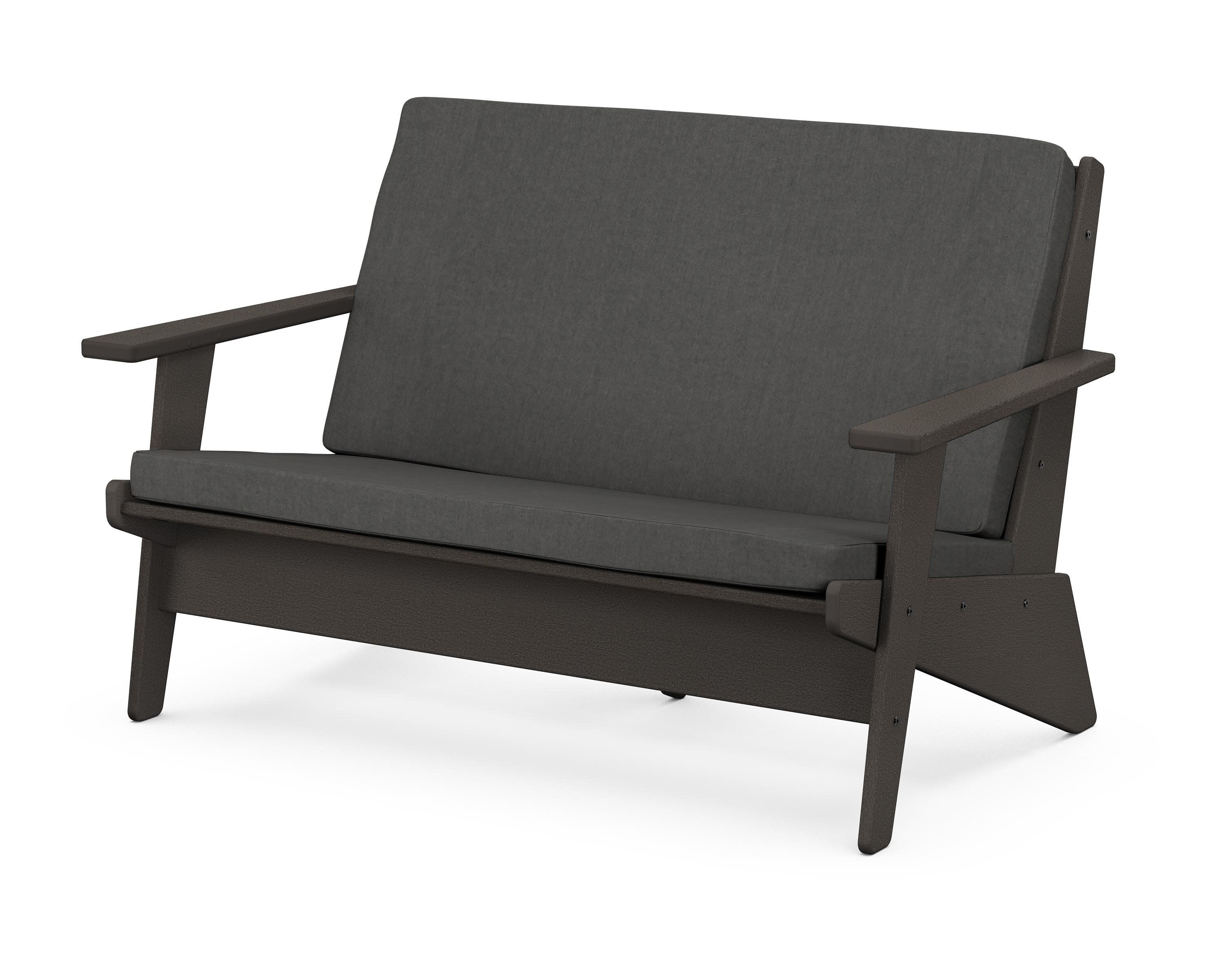 Riviera Modern Lounge Loveseat in Vintage Coffee / Spectrum Carbon