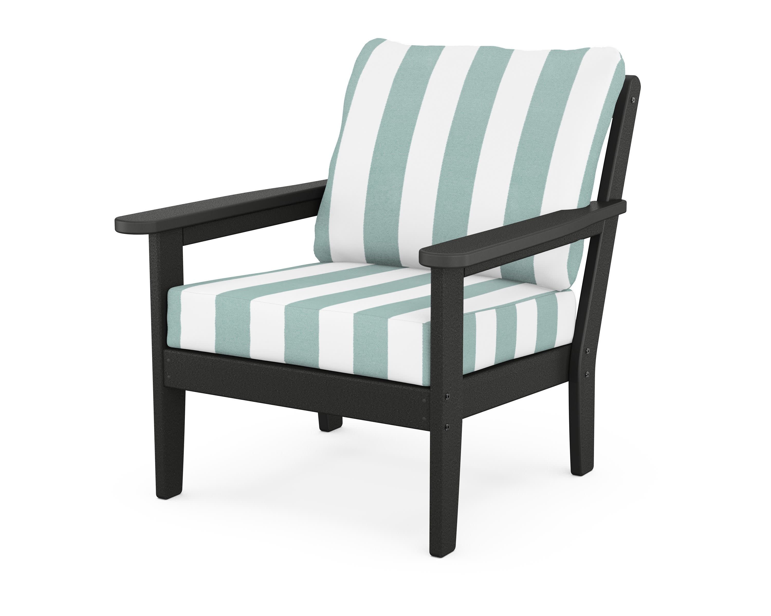 Cottage Deep Seating Chair in Black / Cabana Stripe Glacier Spa