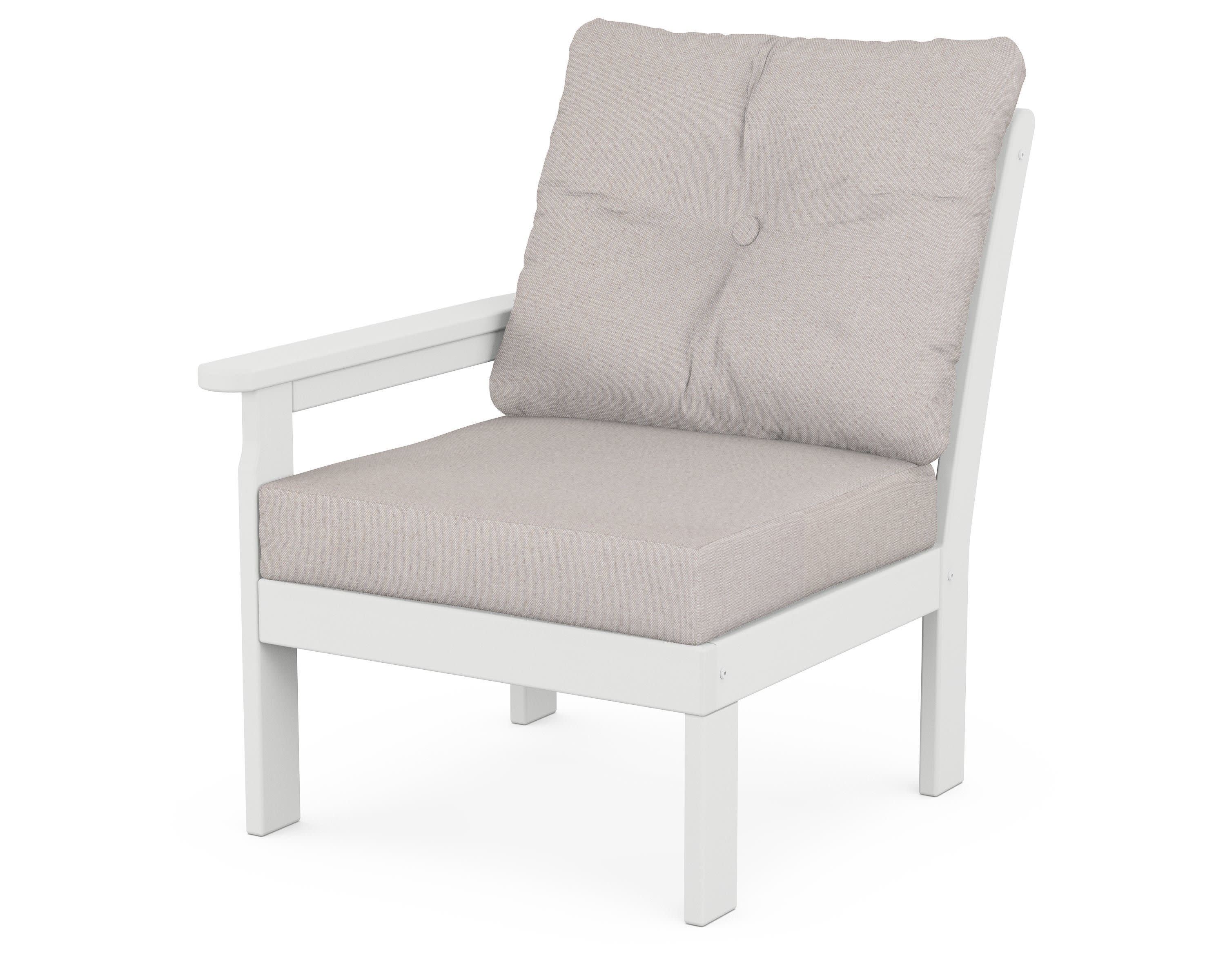 Vineyard Modular Left Arm Chair in White / Dune Burlap