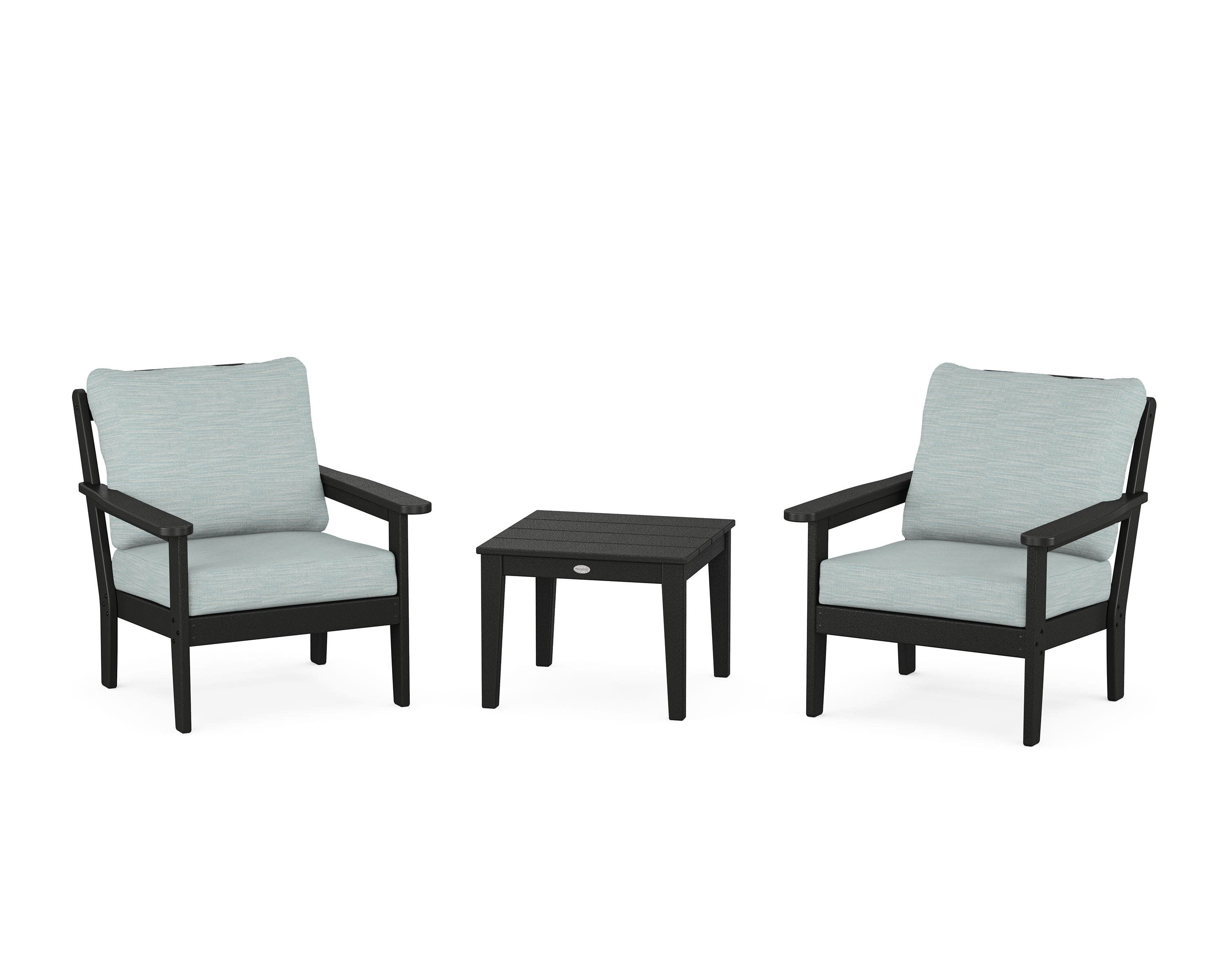 Cottage 3-Piece Deep Seating Set in Black / Soothe Mist