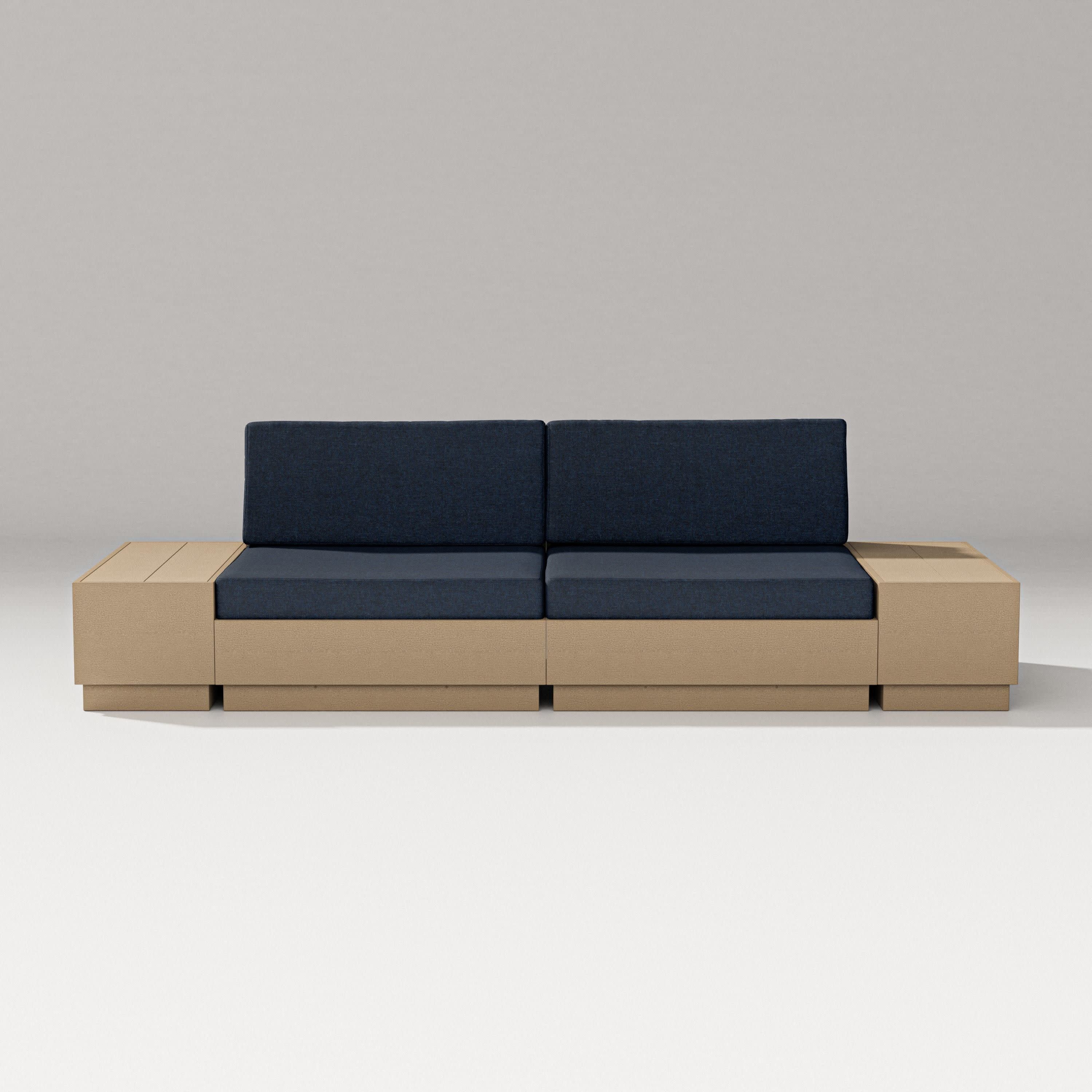 Elevate 4-Piece Loveseat Sectional in Vintage Sahara / Marine Indigo