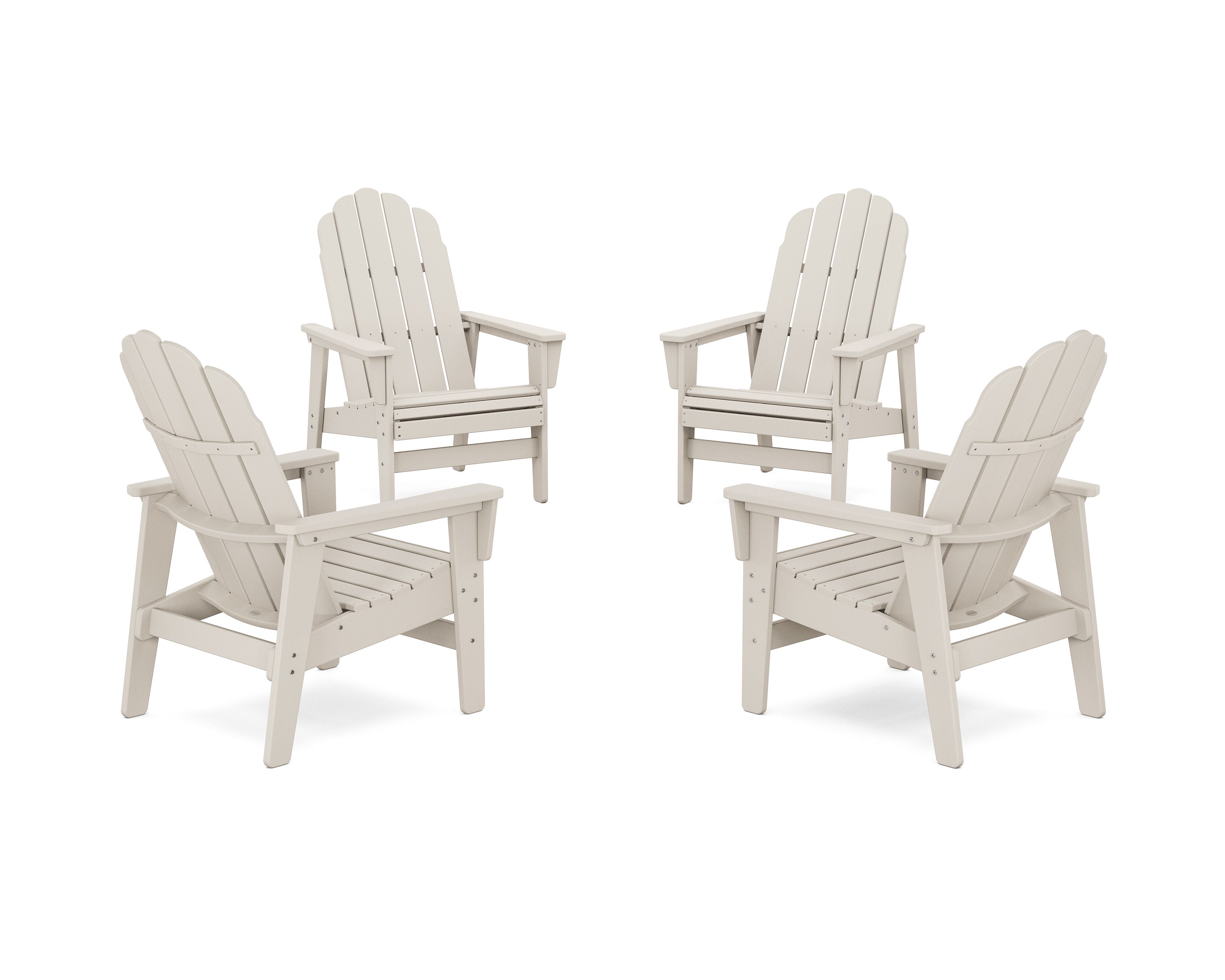 4-Piece Vineyard Grand Upright Adirondack Chair Conversation Set in Sand