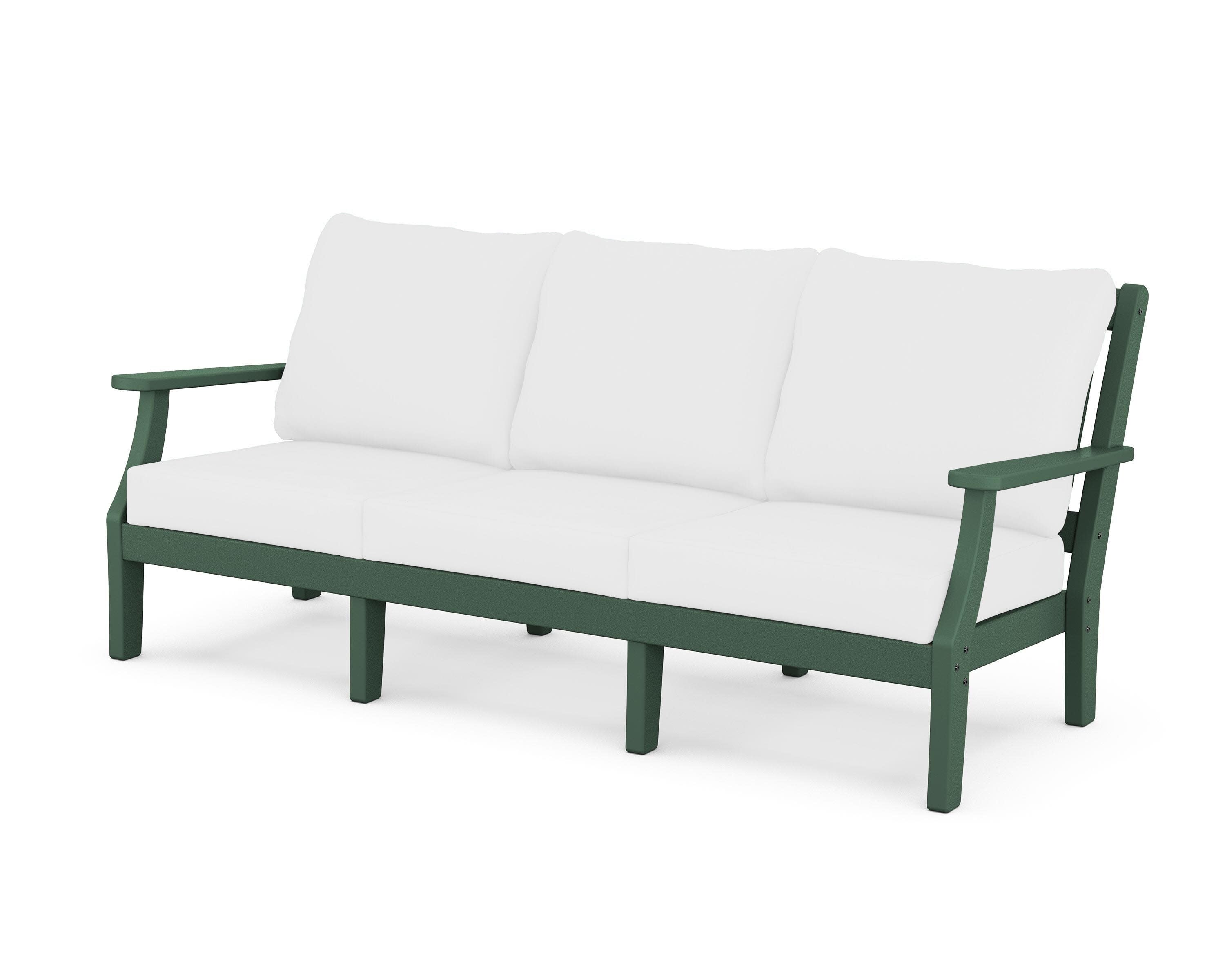 Chinoiserie Deep Seating Sofa in Green / Natural