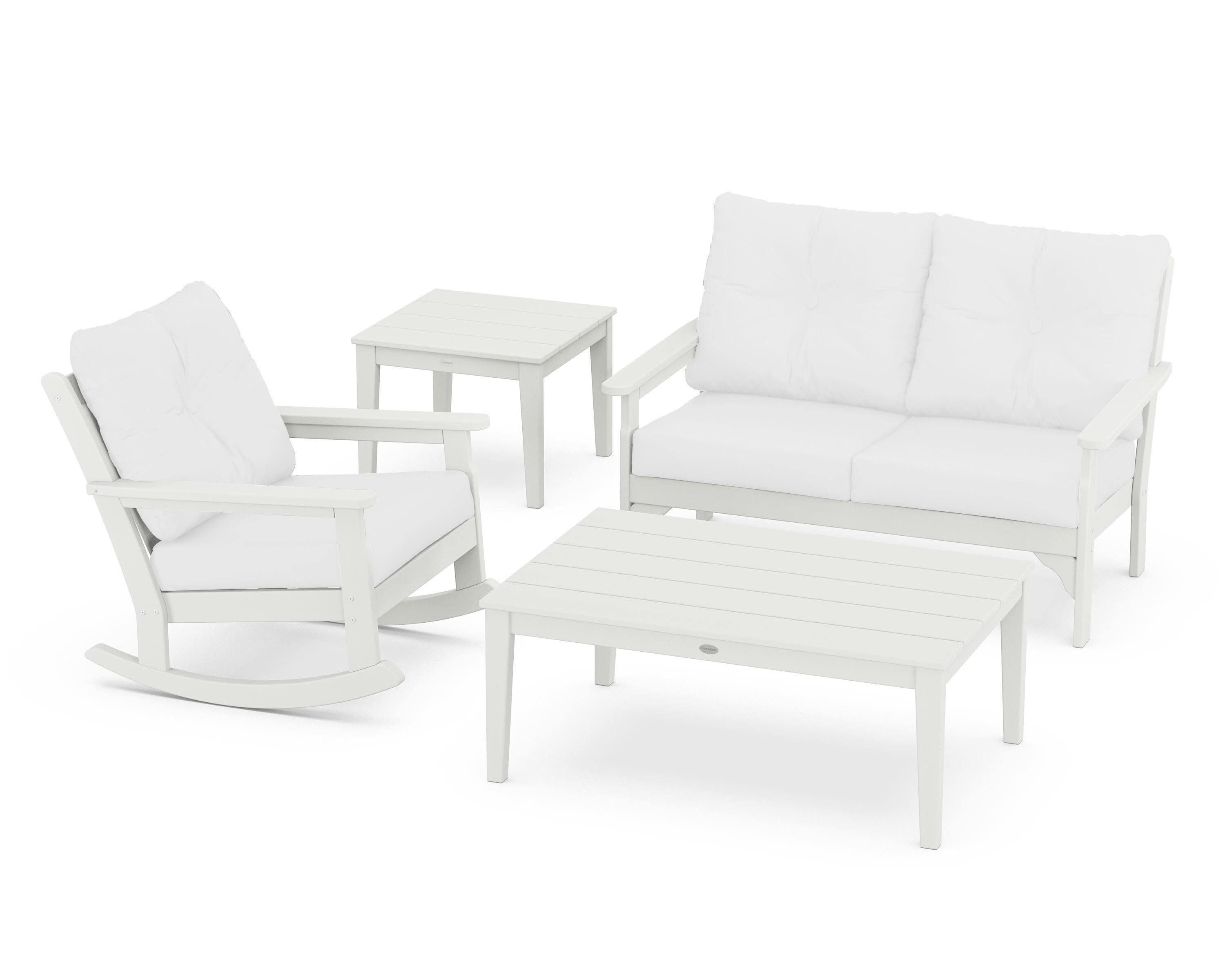 Vineyard 4-Piece Deep Seating Rocker Set in Vintage White / Natural