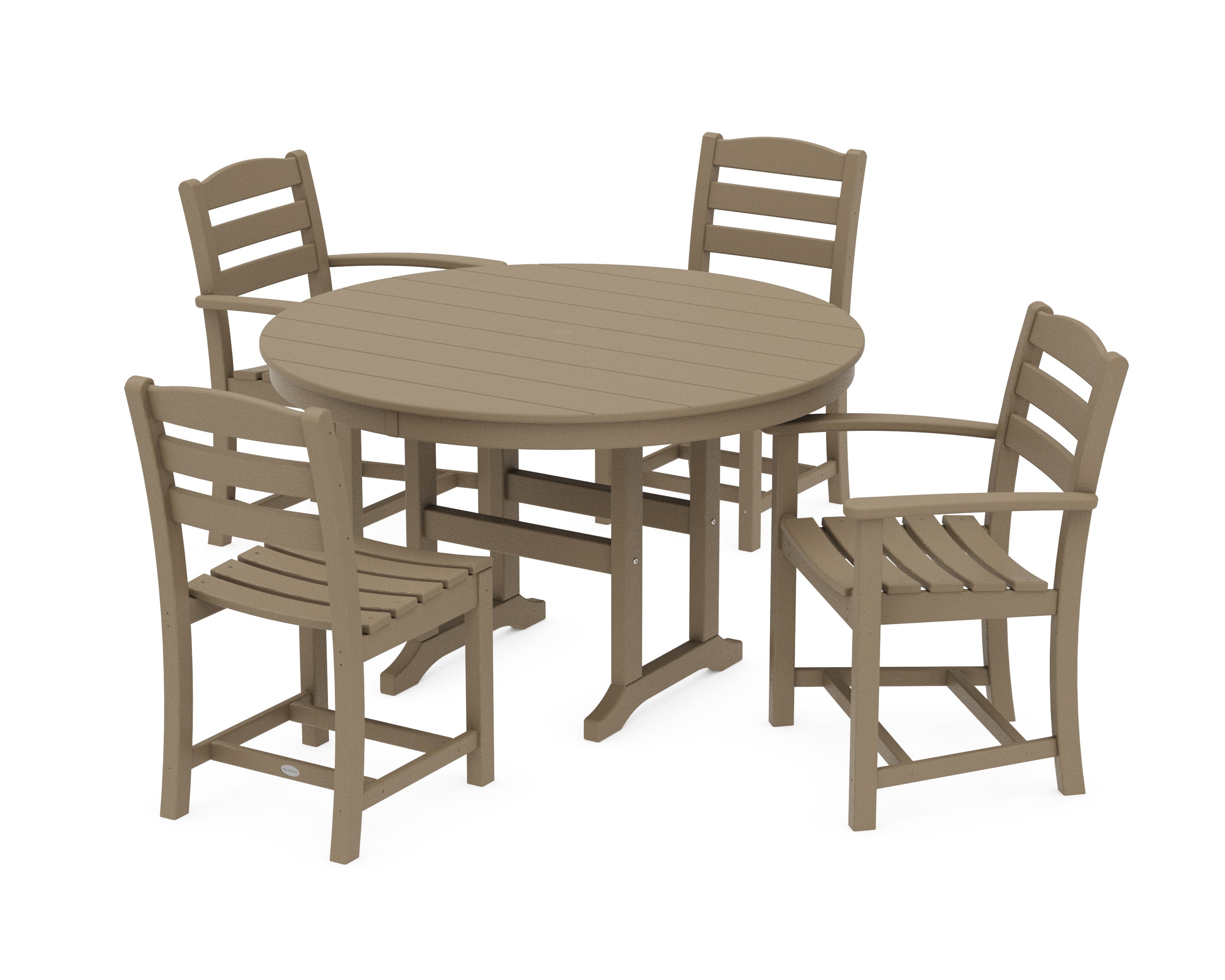 La Casa Caf 5-Piece Round Farmhouse Dining Set in Vintage Sahara