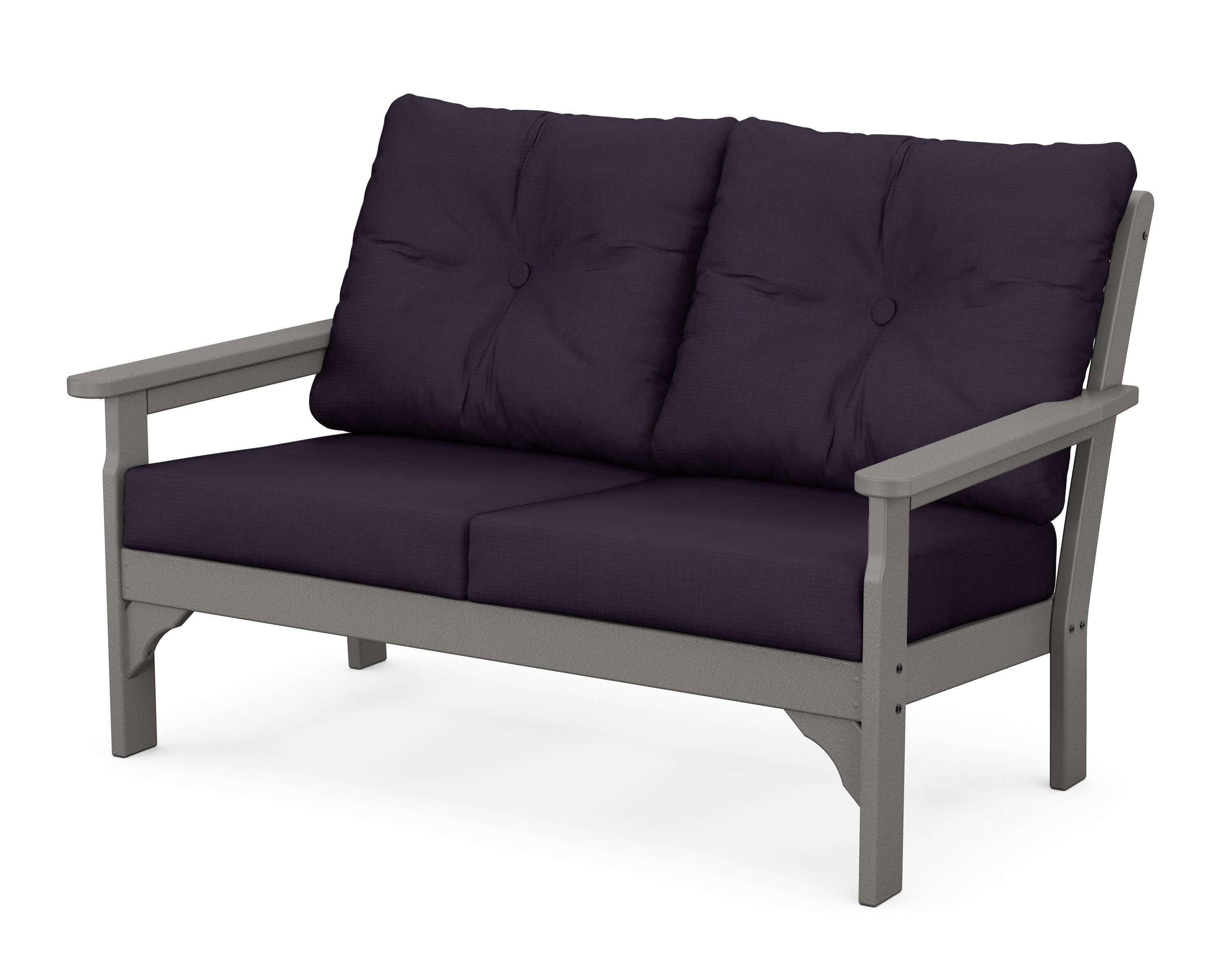 Vineyard Deep Seating Loveseat in Slate Grey / Navy Linen