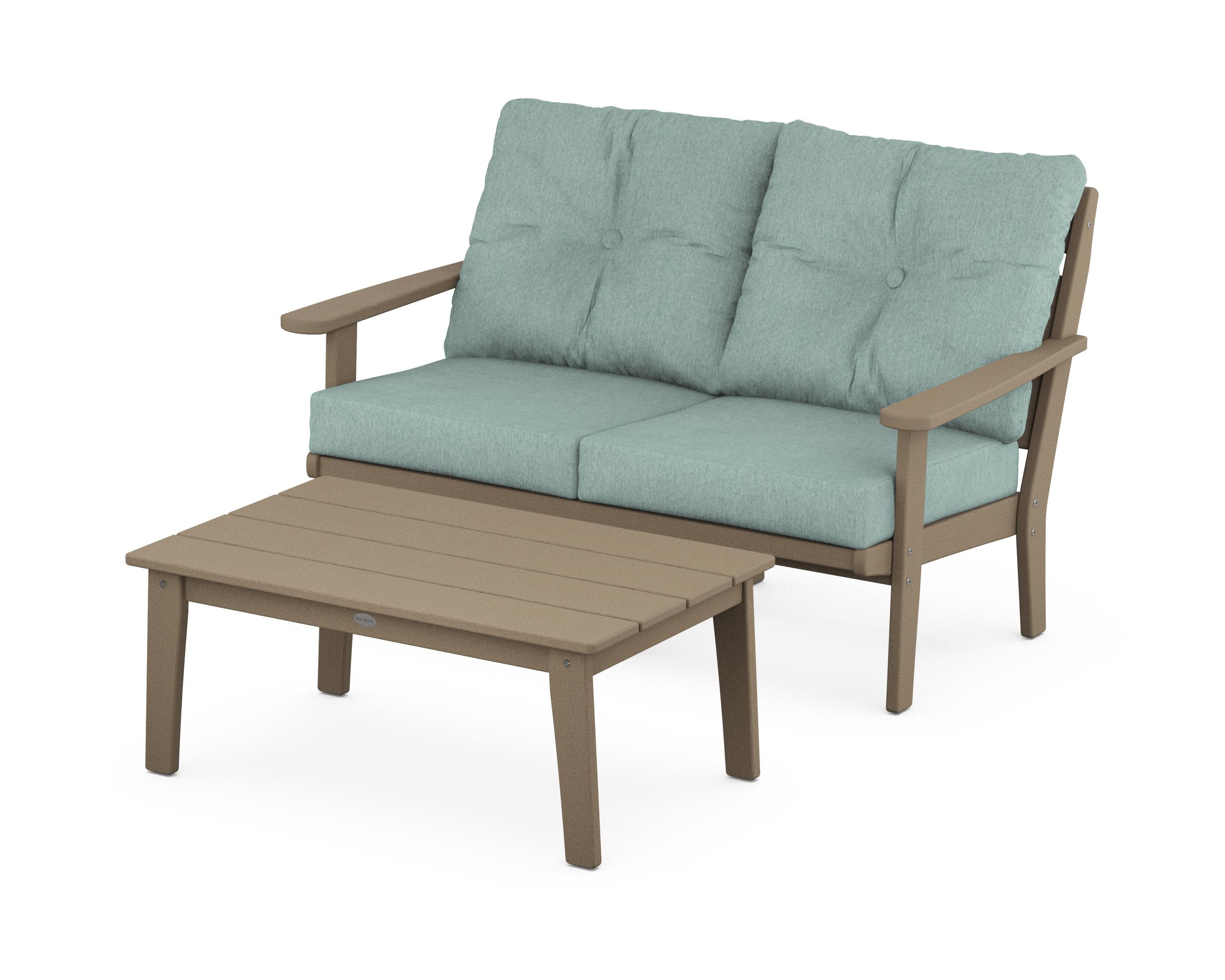 Lakeside 2-Piece Lounge Loveseat Set in Vintage Sahara / Glacier Spa