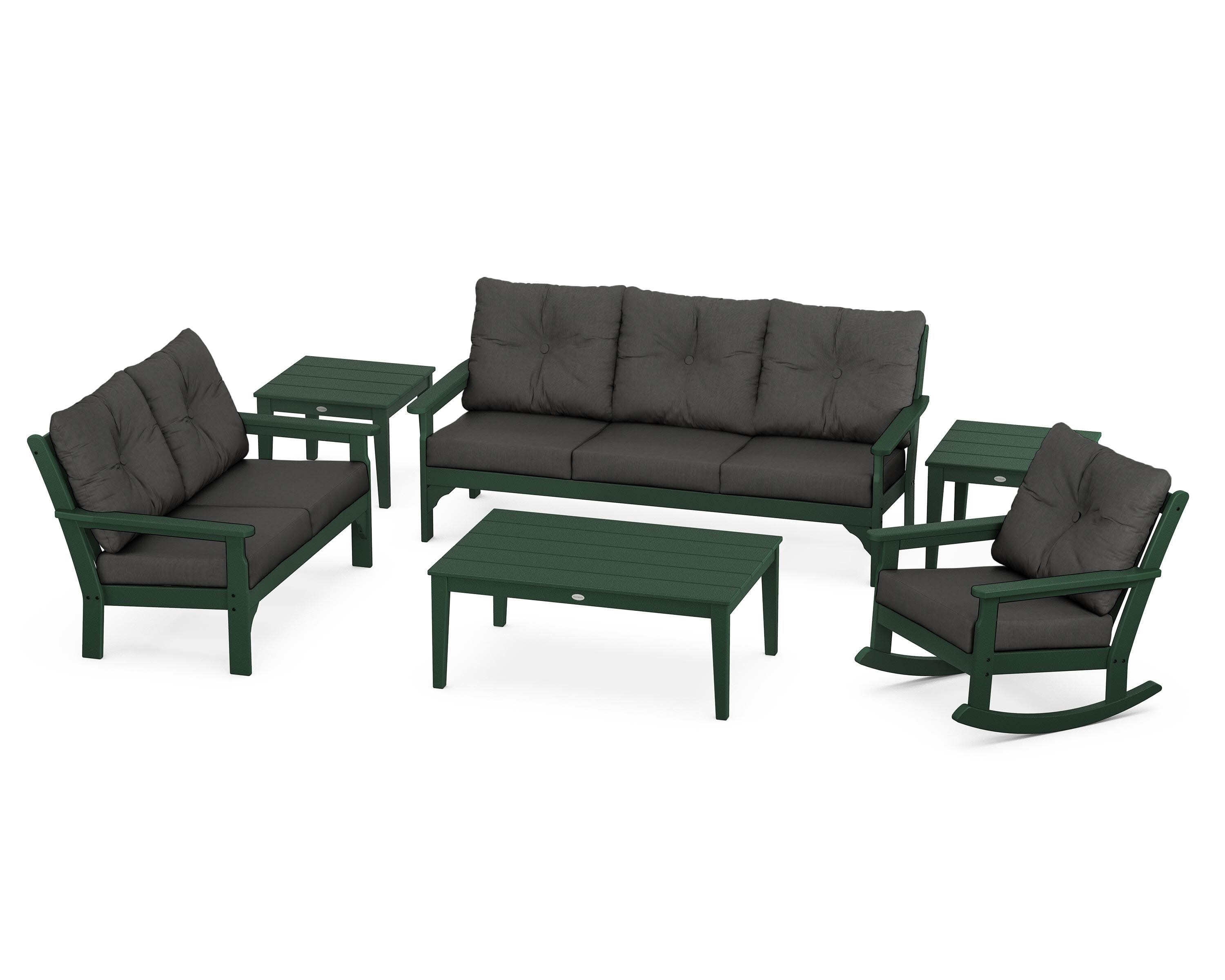 Vineyard 6-Piece Deep Seating Set in Green / Spectrum Carbon