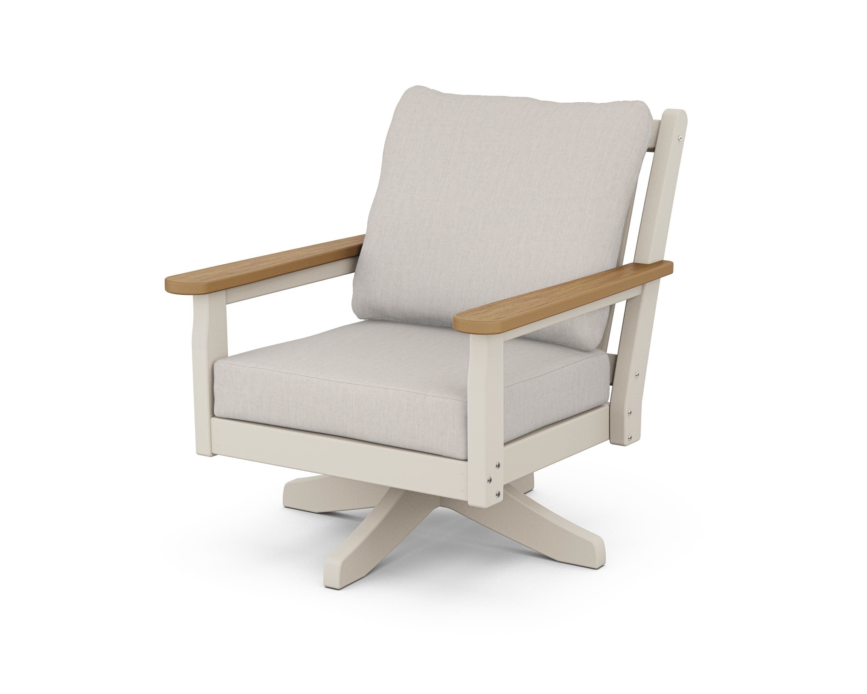 Chippendale Deep Seating Swivel Chair in Sand / Natural / Cast Ash