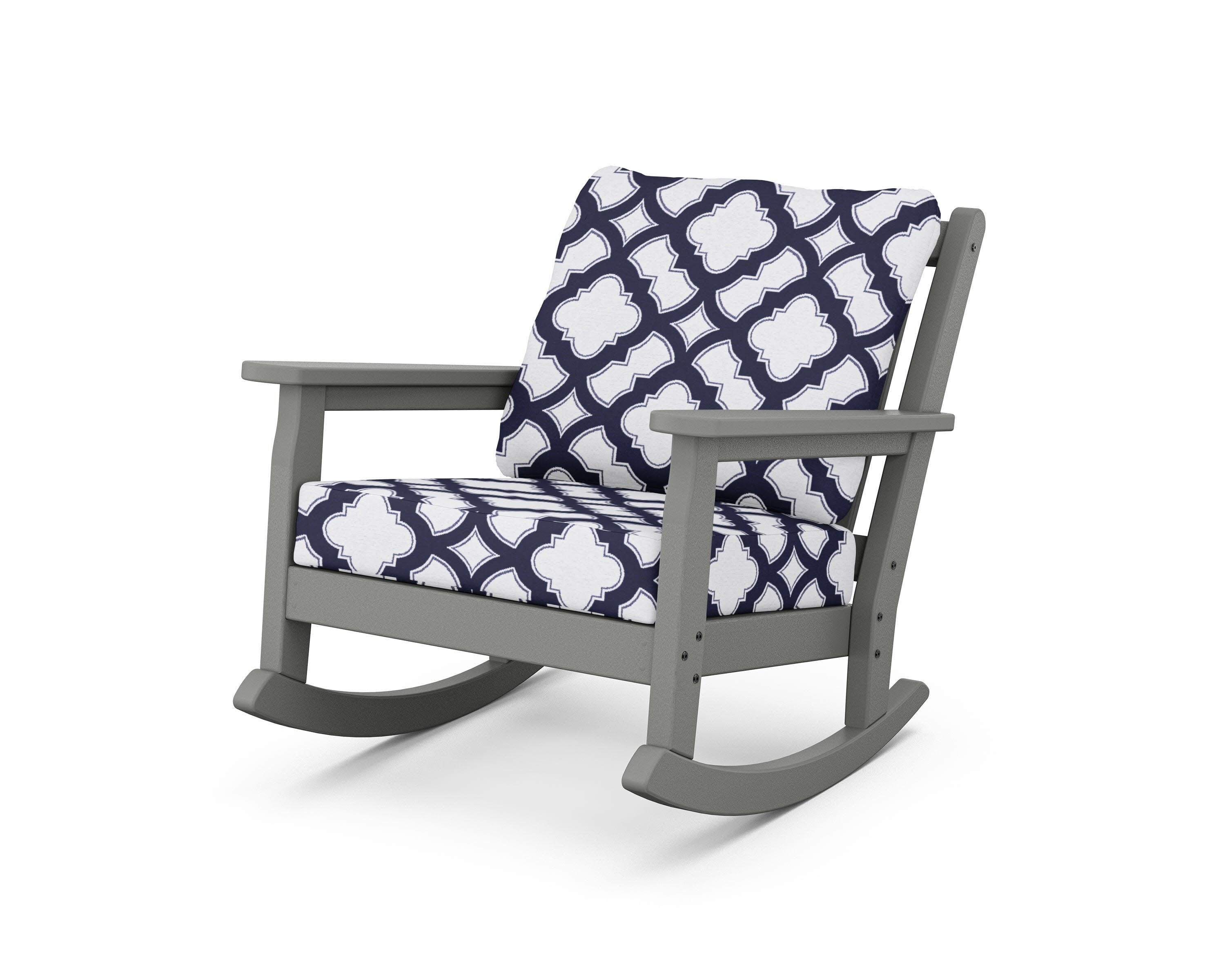 Chippendale Deep Seating Rocking Chair in Slate Grey / Trellis Navy