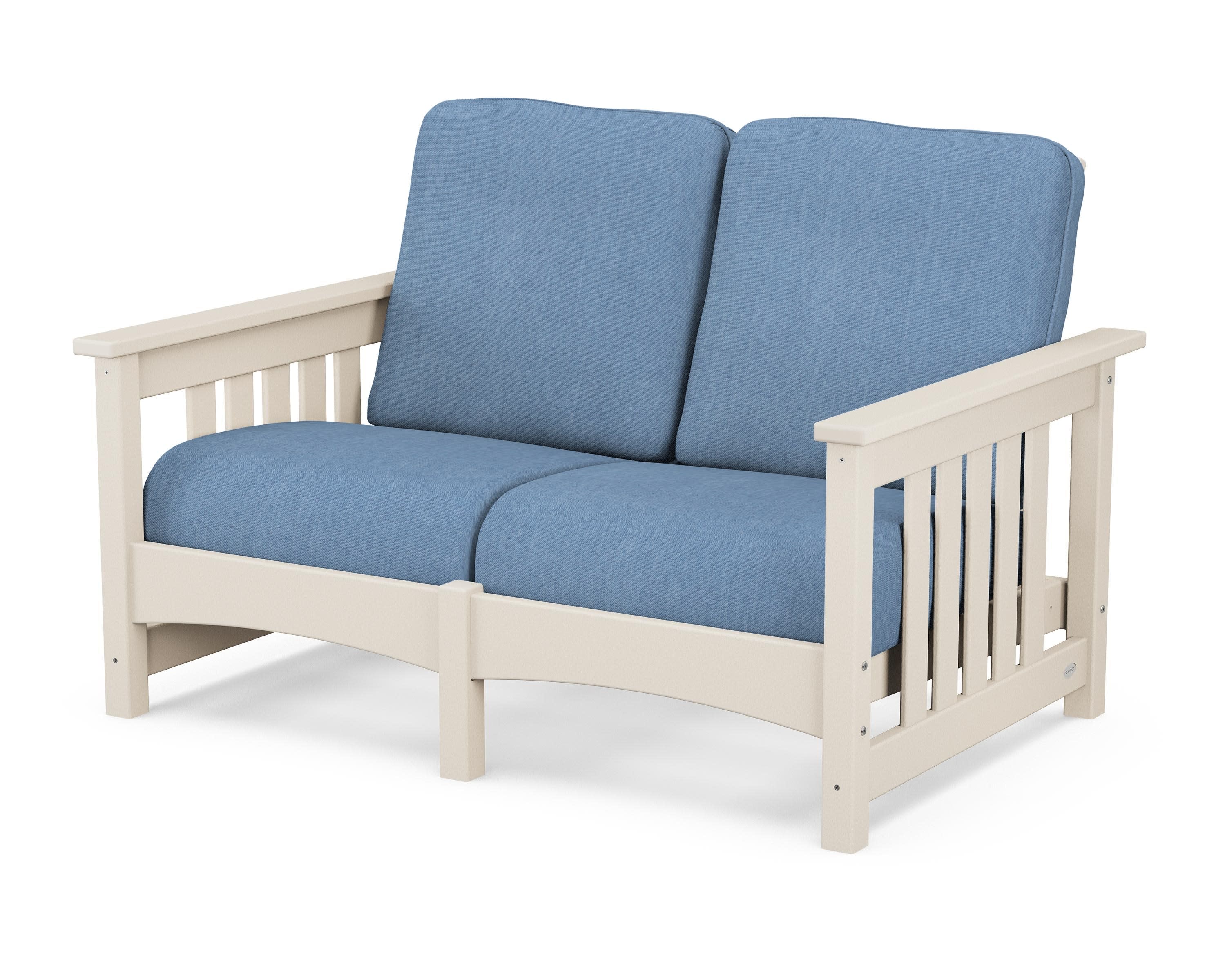 Club Mission Loveseat in Sand / Sky Blue