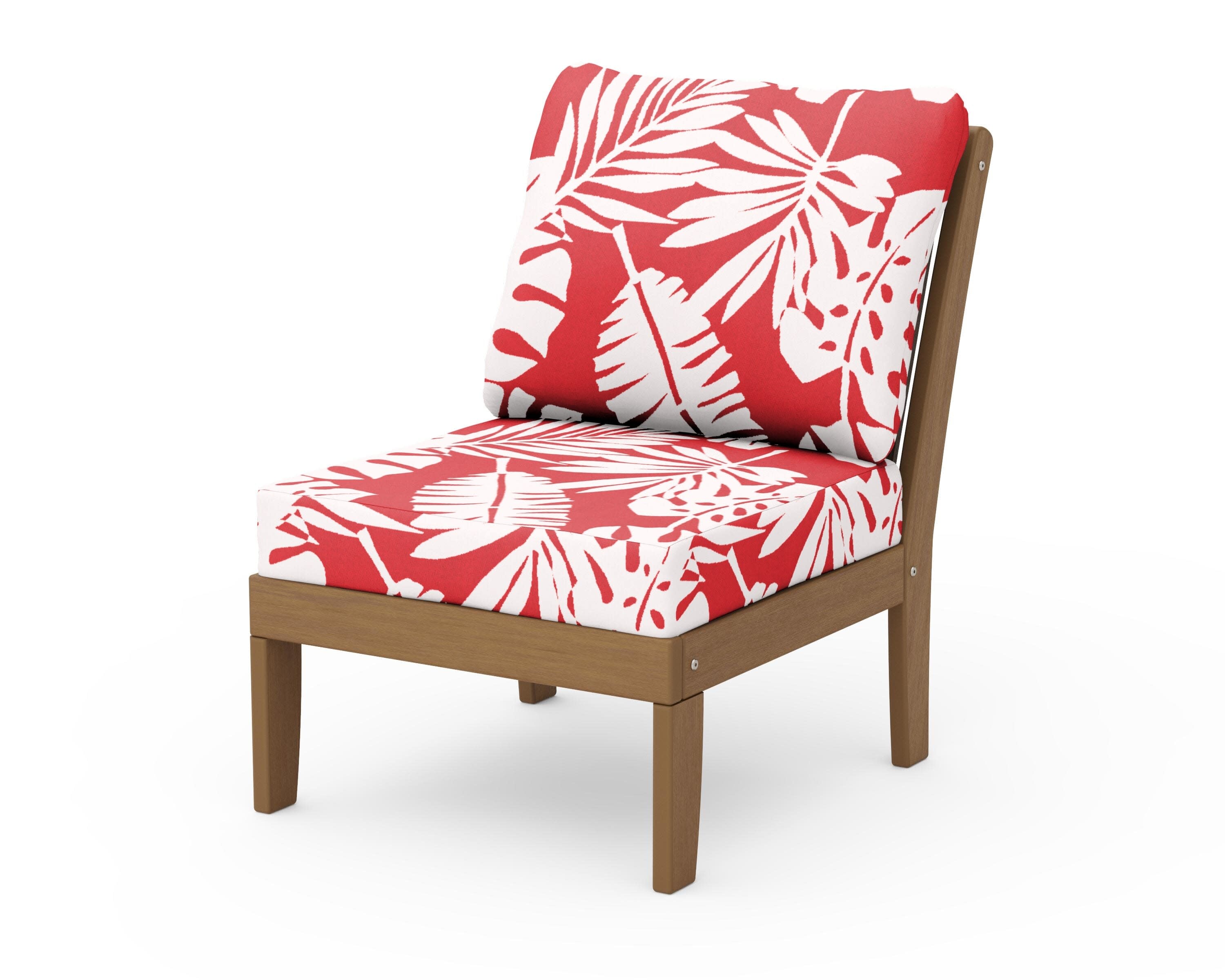 Braxton Modular Armless Chair in Natural / Leaf Crimson