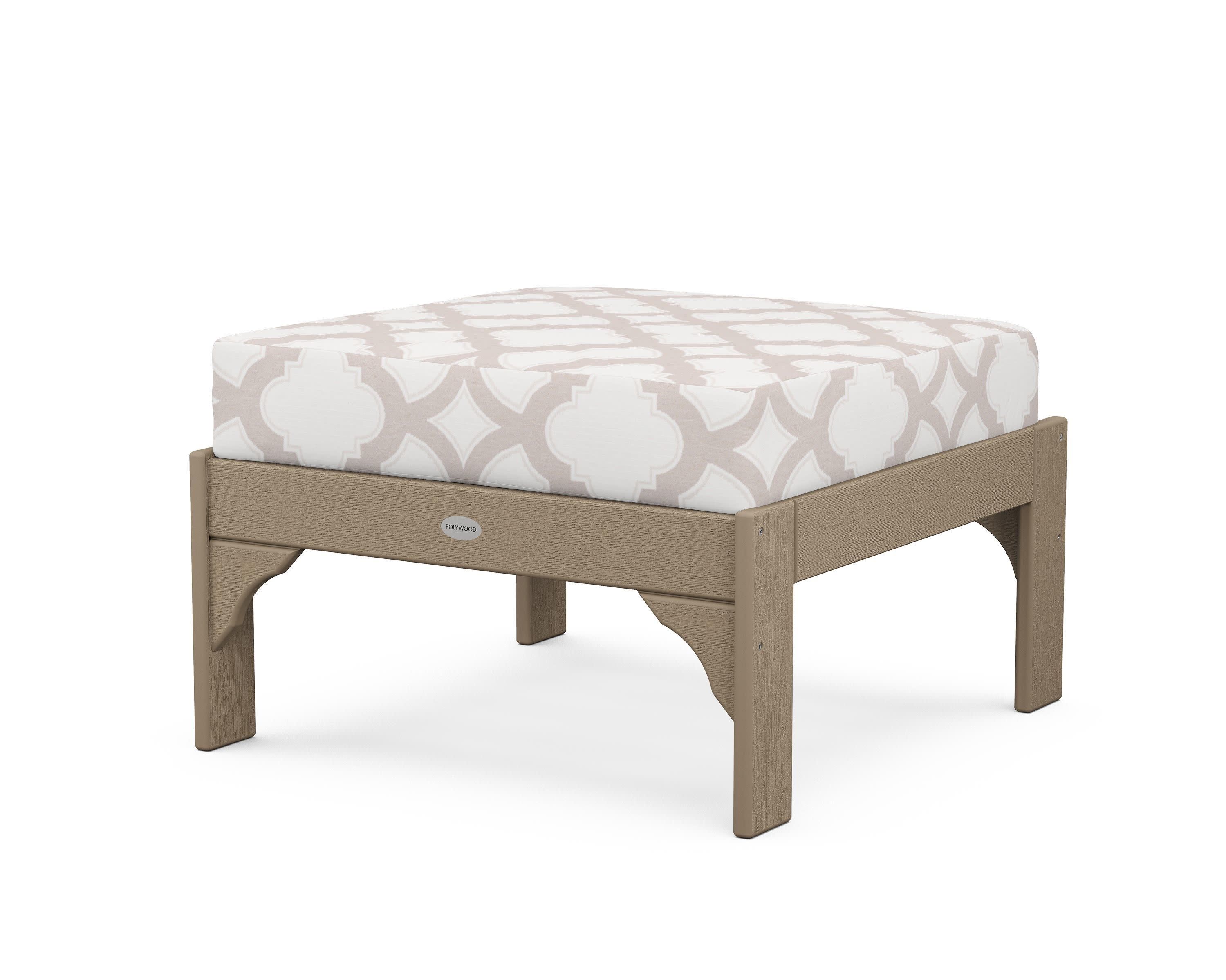 Vineyard Deep Seating Ottoman in Vintage Sahara / Trellis Dune Burlap