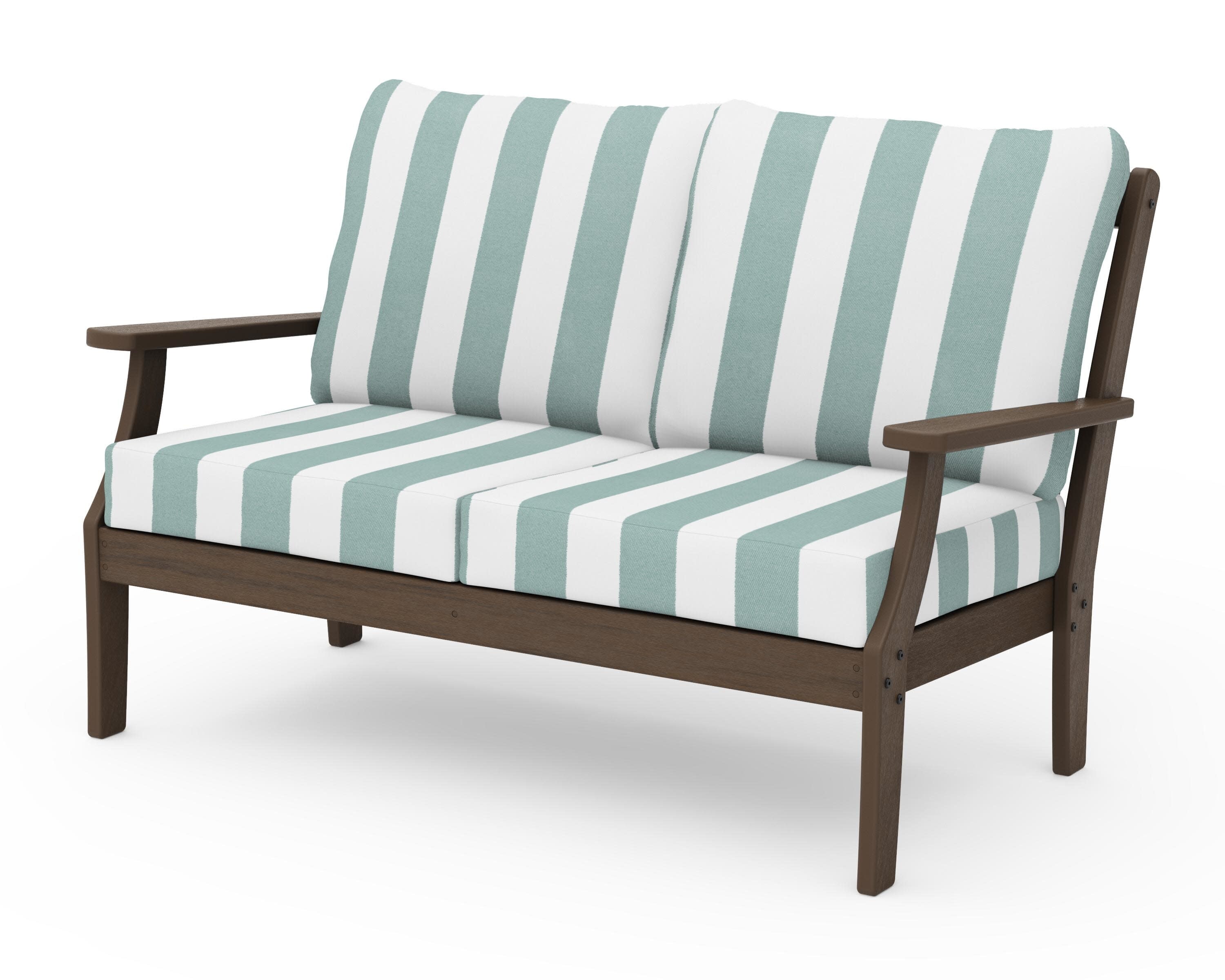 Braxton Deep Seating Loveseat in Kona / Cabana Stripe Glacier Spa