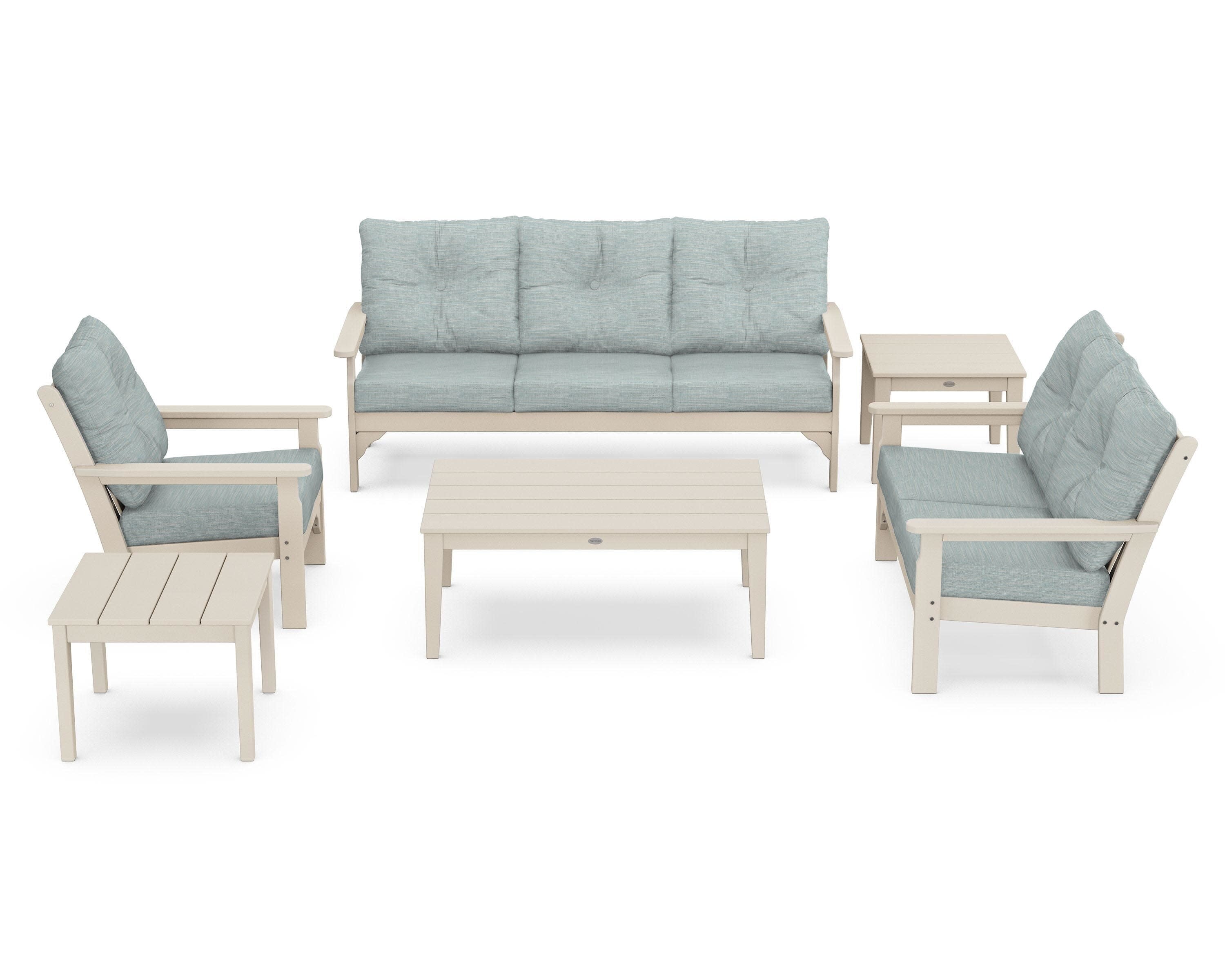 Vineyard 6-Piece Deep Seating Set in Sand / Soothe Mist