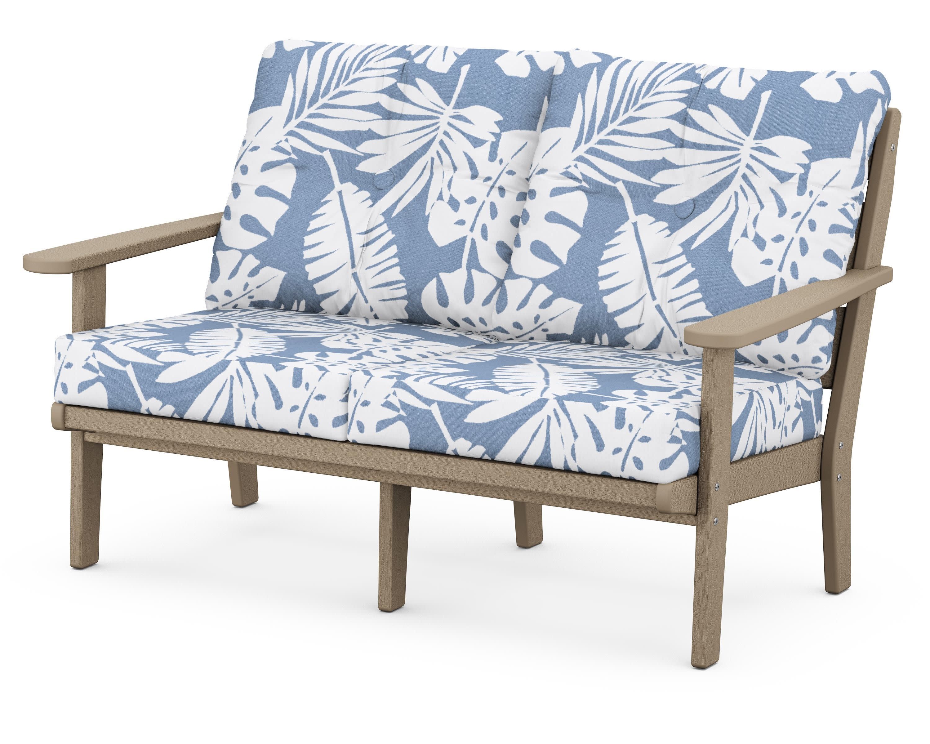 Lakeside Deep Seating Loveseat in Vintage Sahara / Leaf Sky Blue