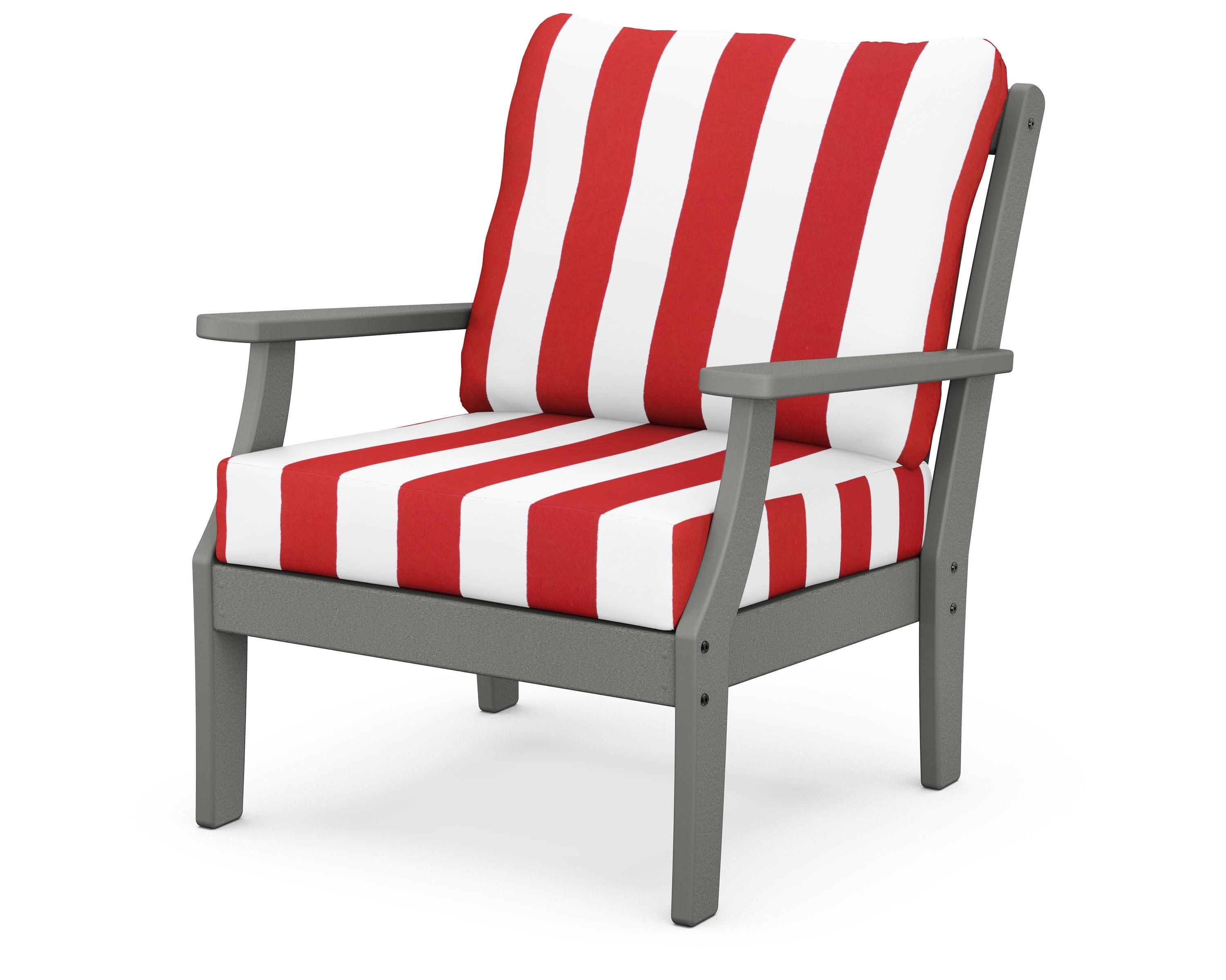 Braxton Deep Seating Chair in Slate Grey / Cabana Stripe Crimson