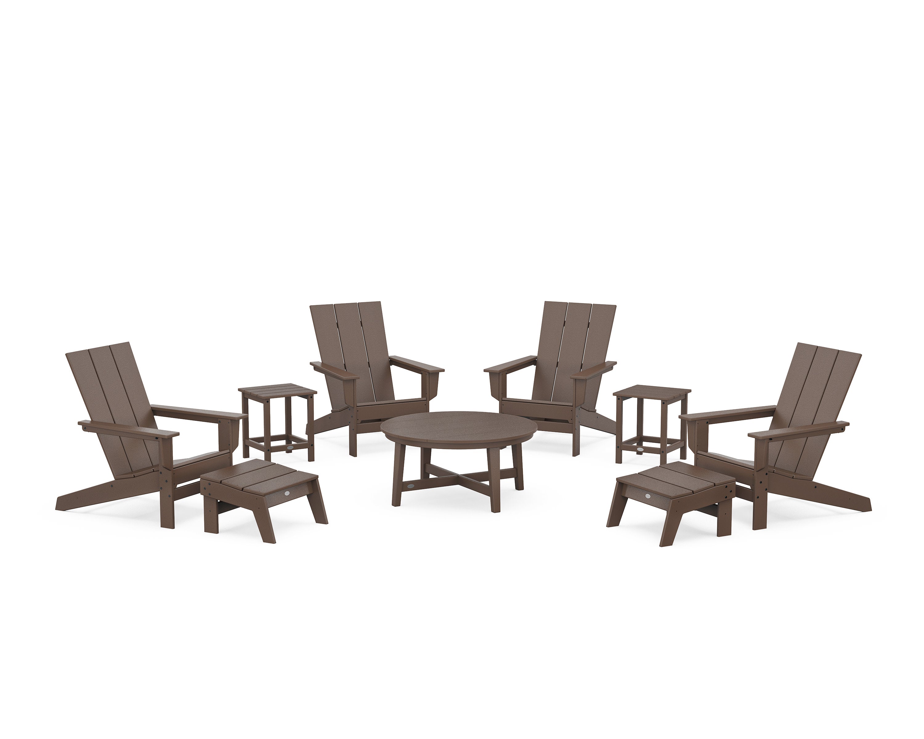 Modern Studio Adirondack 9-Piece Conversation Set in Mahogany