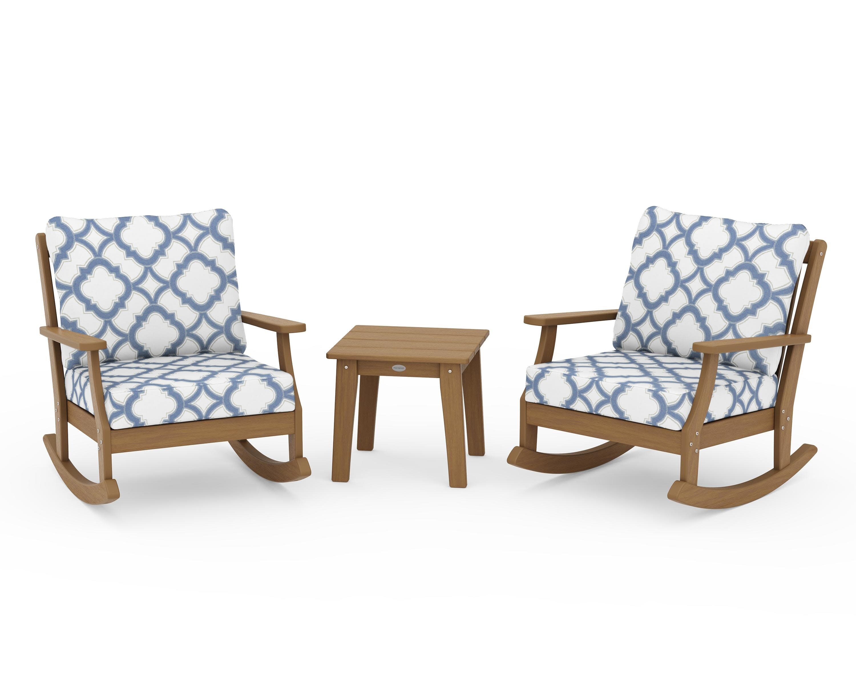 Braxton 3-Piece Deep Seating Rocker Set in Natural / Trellis Sky Blue