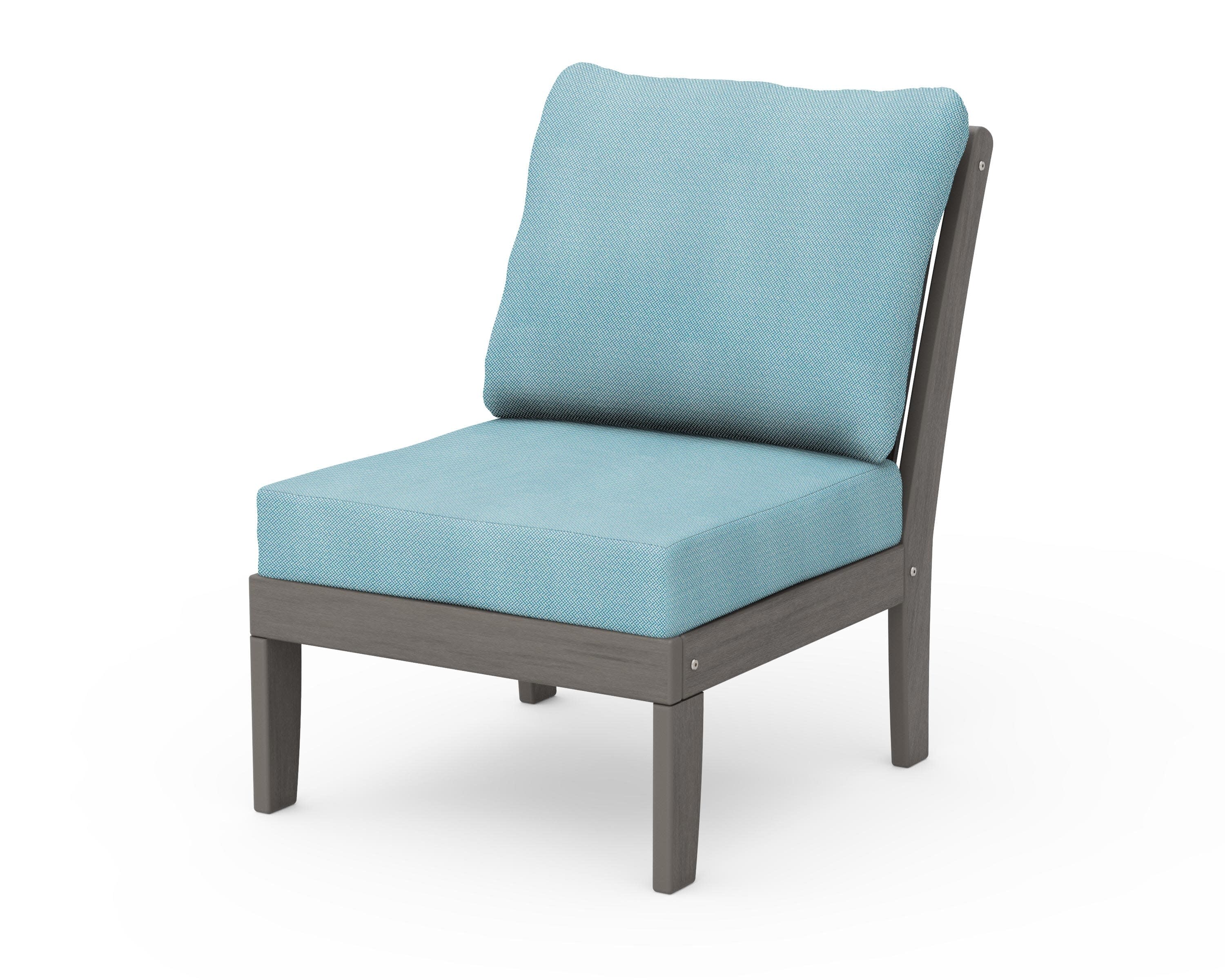Braxton Modular Armless Chair in Driftwood / Lattice Sky Blue