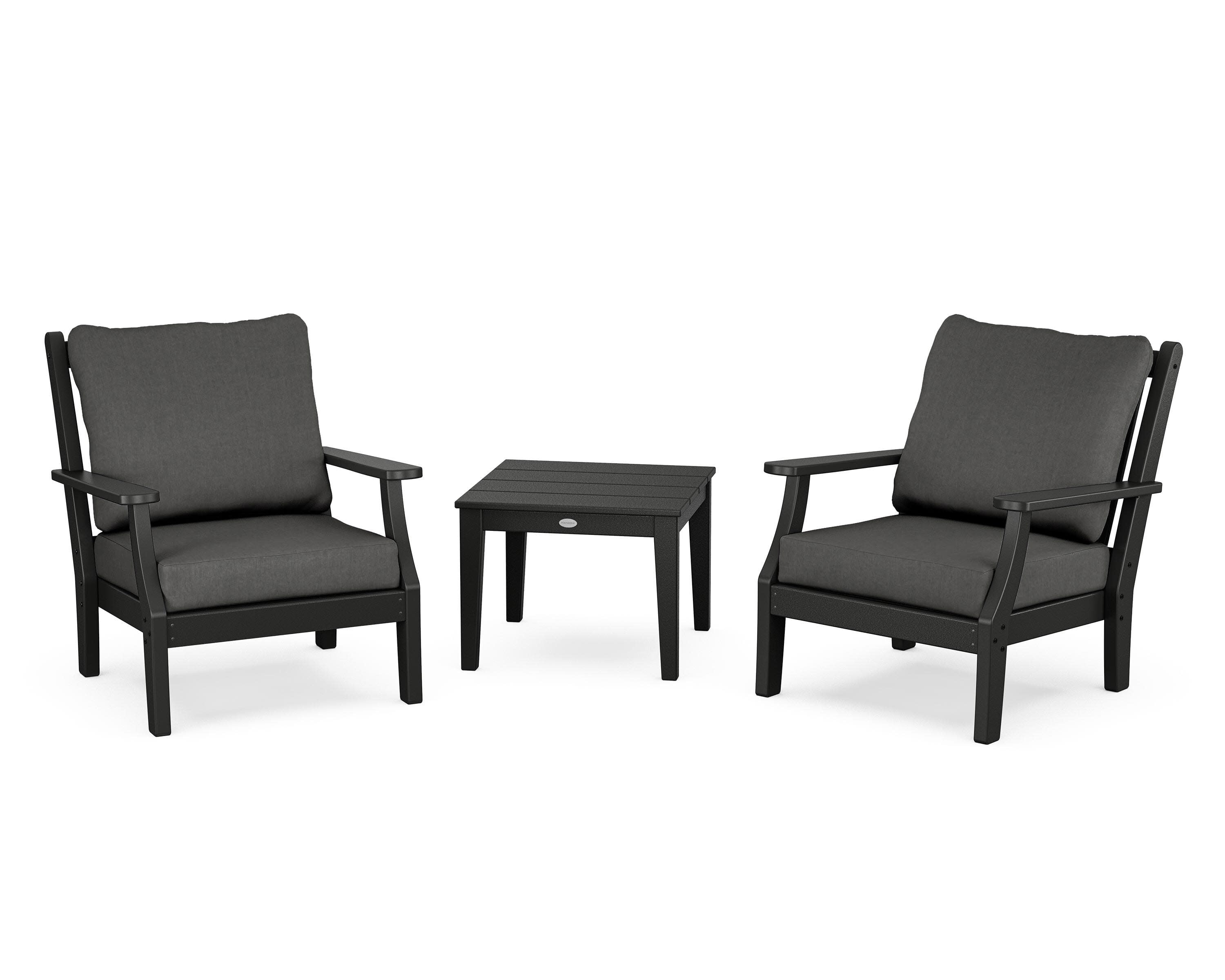 Wovendale 3-Piece Deep Seating Set in Black / Spectrum Carbon