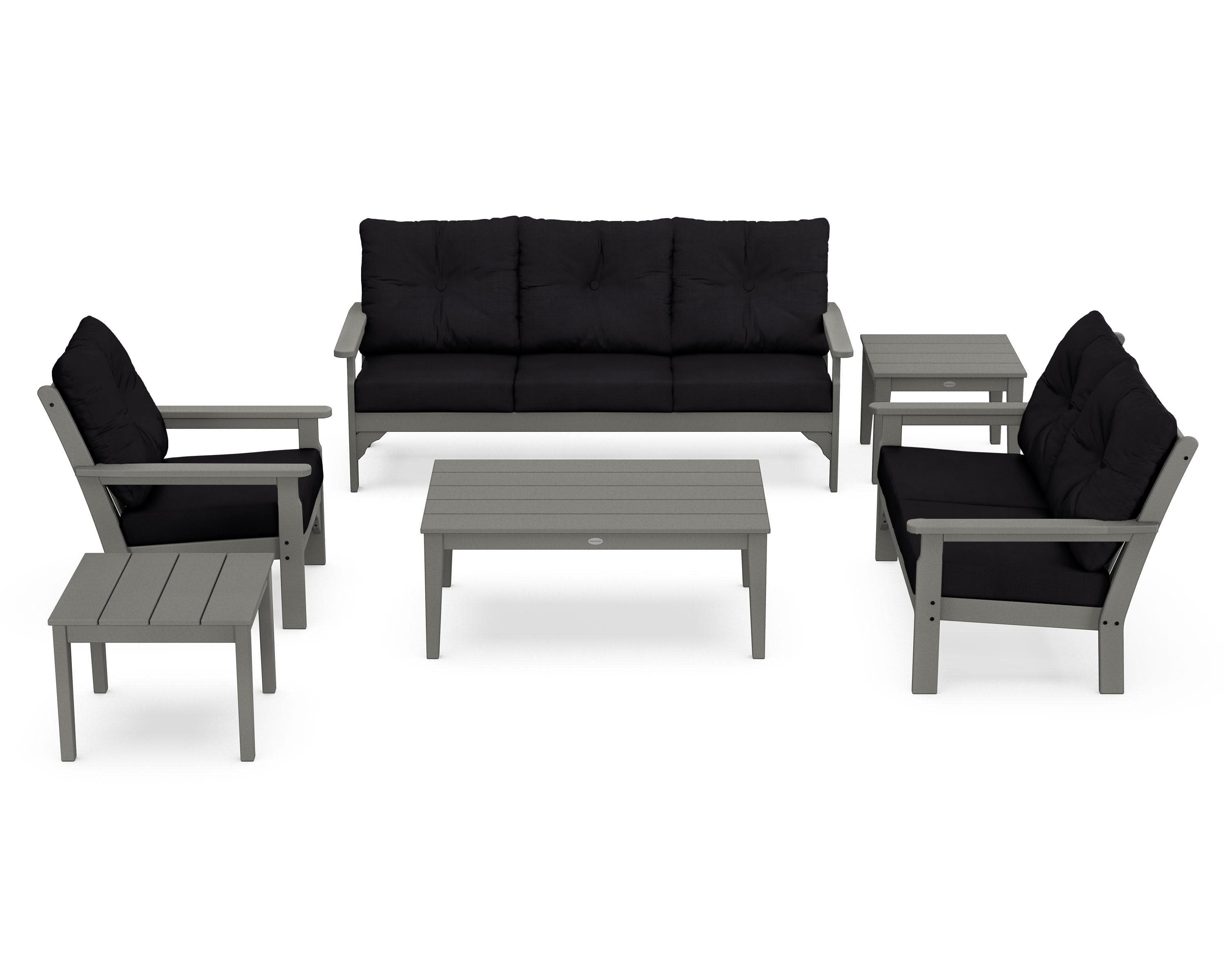 Vineyard 6-Piece Deep Seating Set in Slate Grey / Midnight Linen