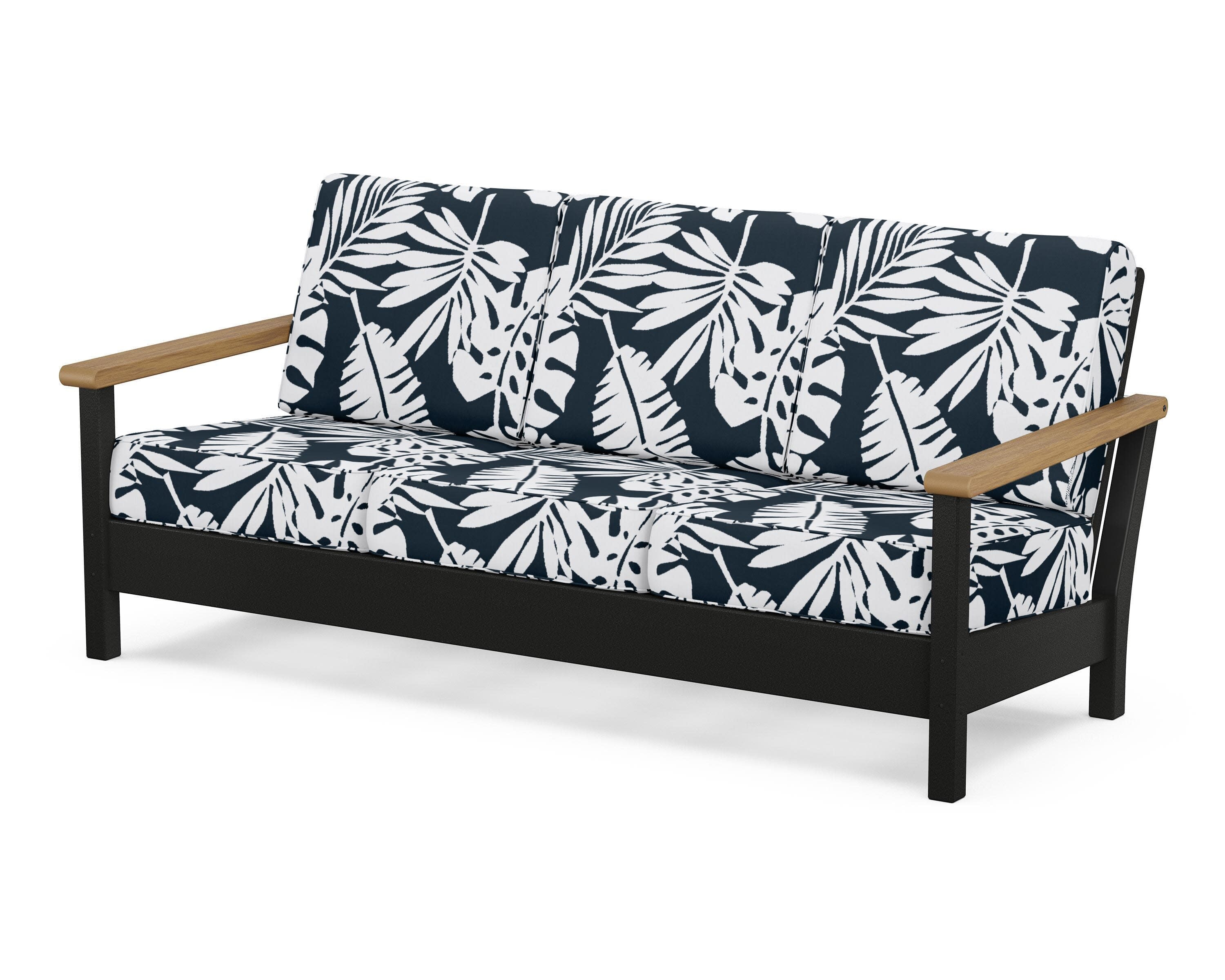 Harbour Deep Seating Sofa in Black / Natural / Leaf Marine Indigo